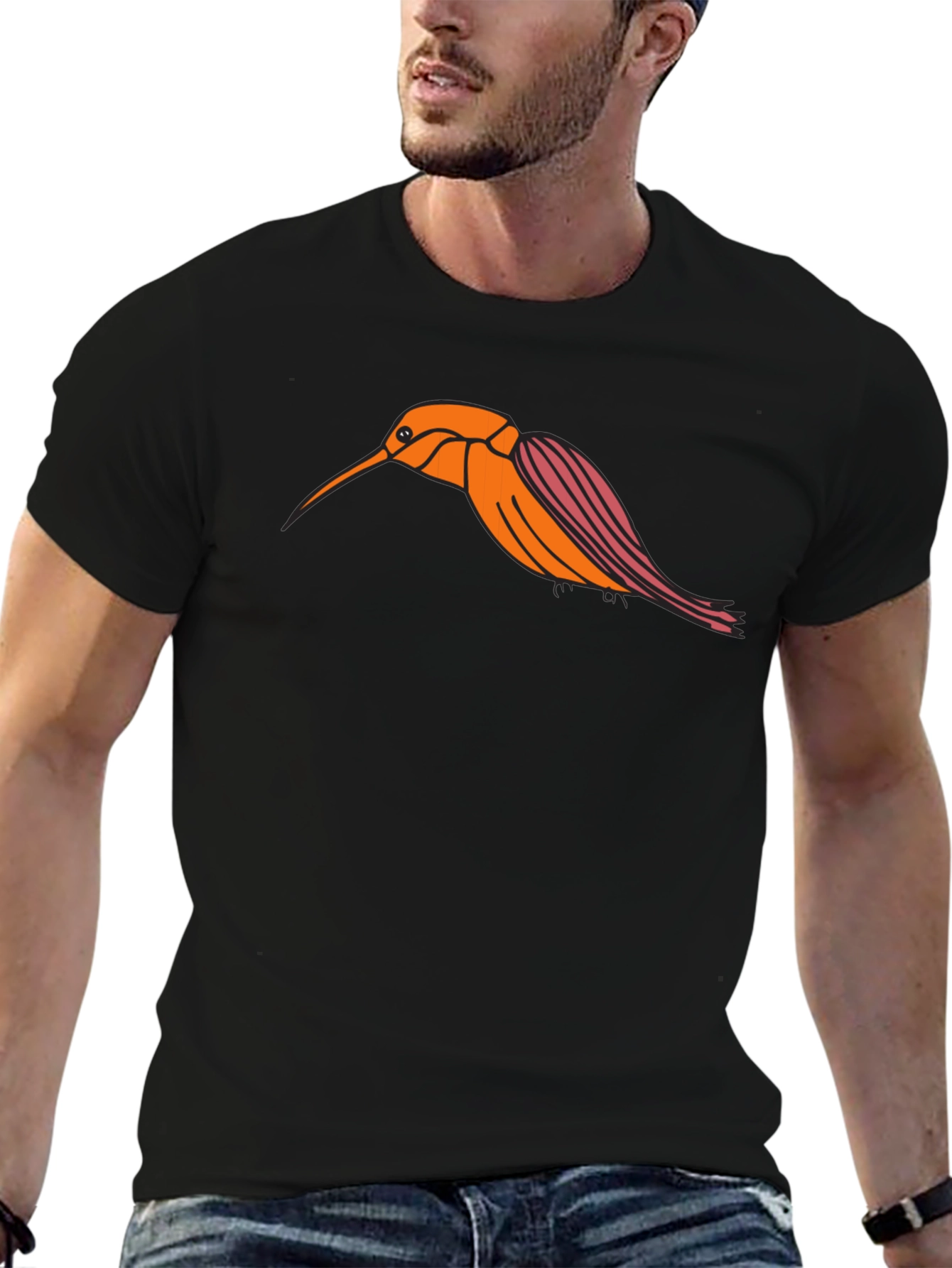 Hummingbird Graphic Tee - Stylish Black T-Shirt