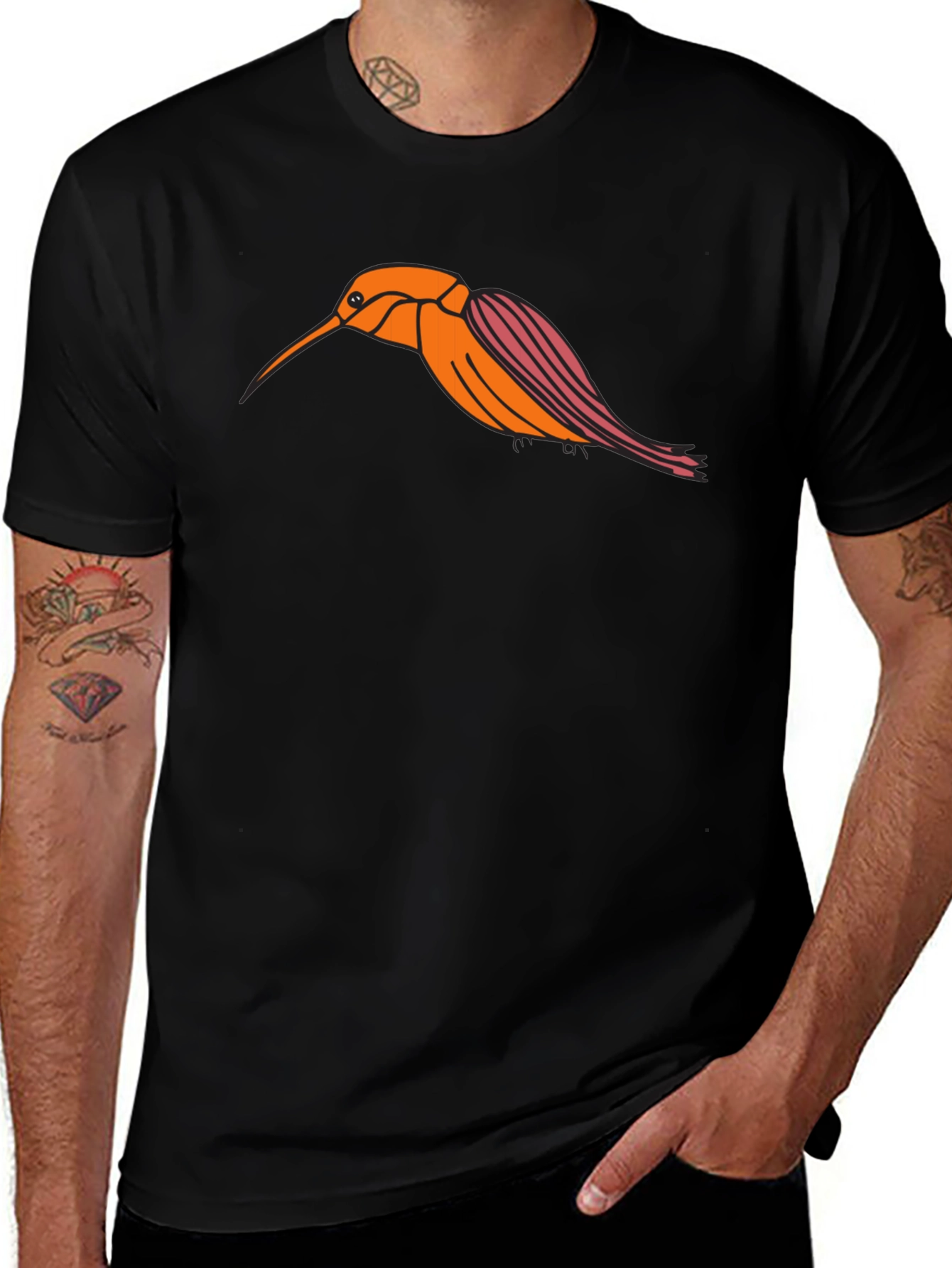 Hummingbird Graphic Tee - Stylish Black T-Shirt