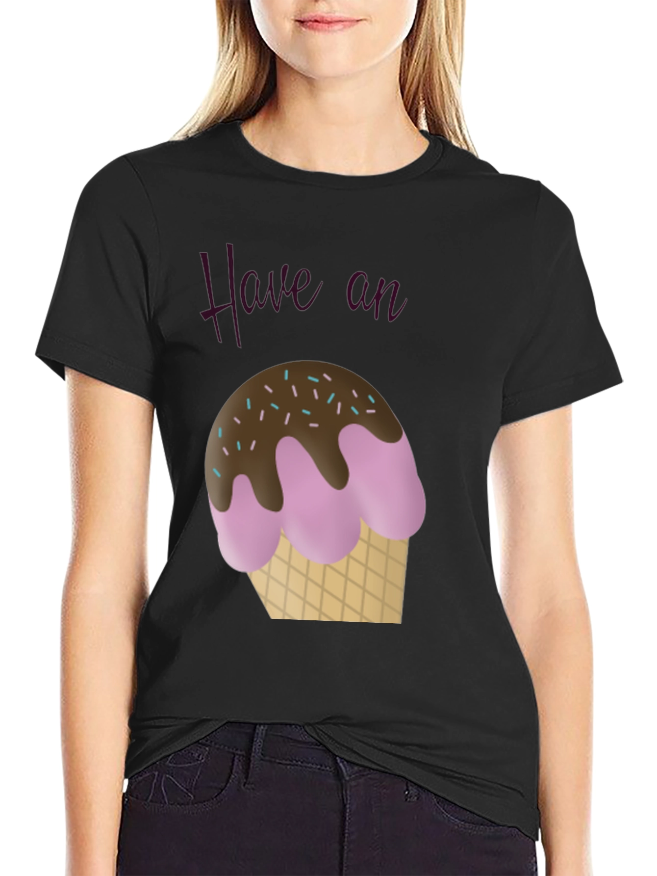 Have an Ice Cream T-Shirt - Casual Black Tee