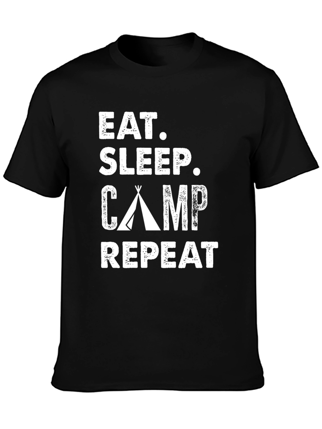 Eat Sleep Camp Repeat Black Graphic T-Shirt