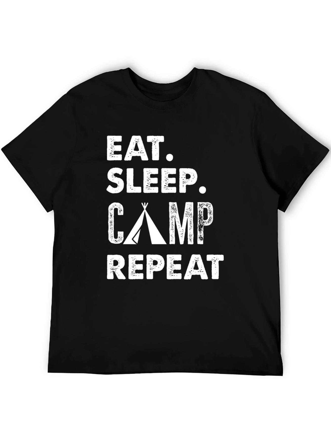 Eat Sleep Camp Repeat Black Graphic T-Shirt
