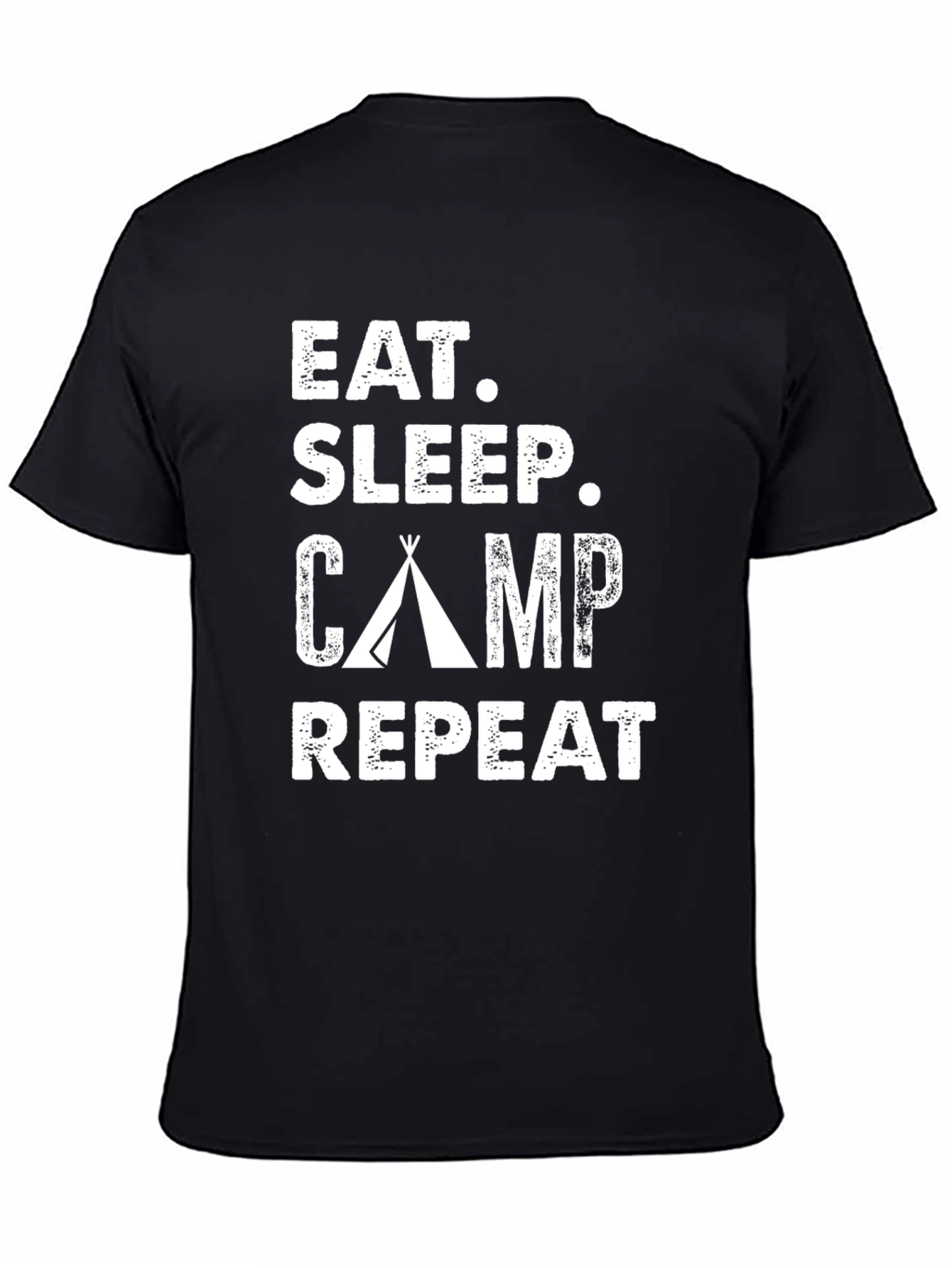 Eat Sleep Camp Repeat Black Graphic T-Shirt