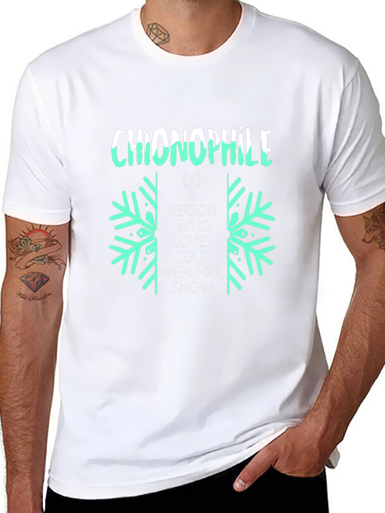 Chionophile Black T-Shirt: Love Cold Weather and Snow!
