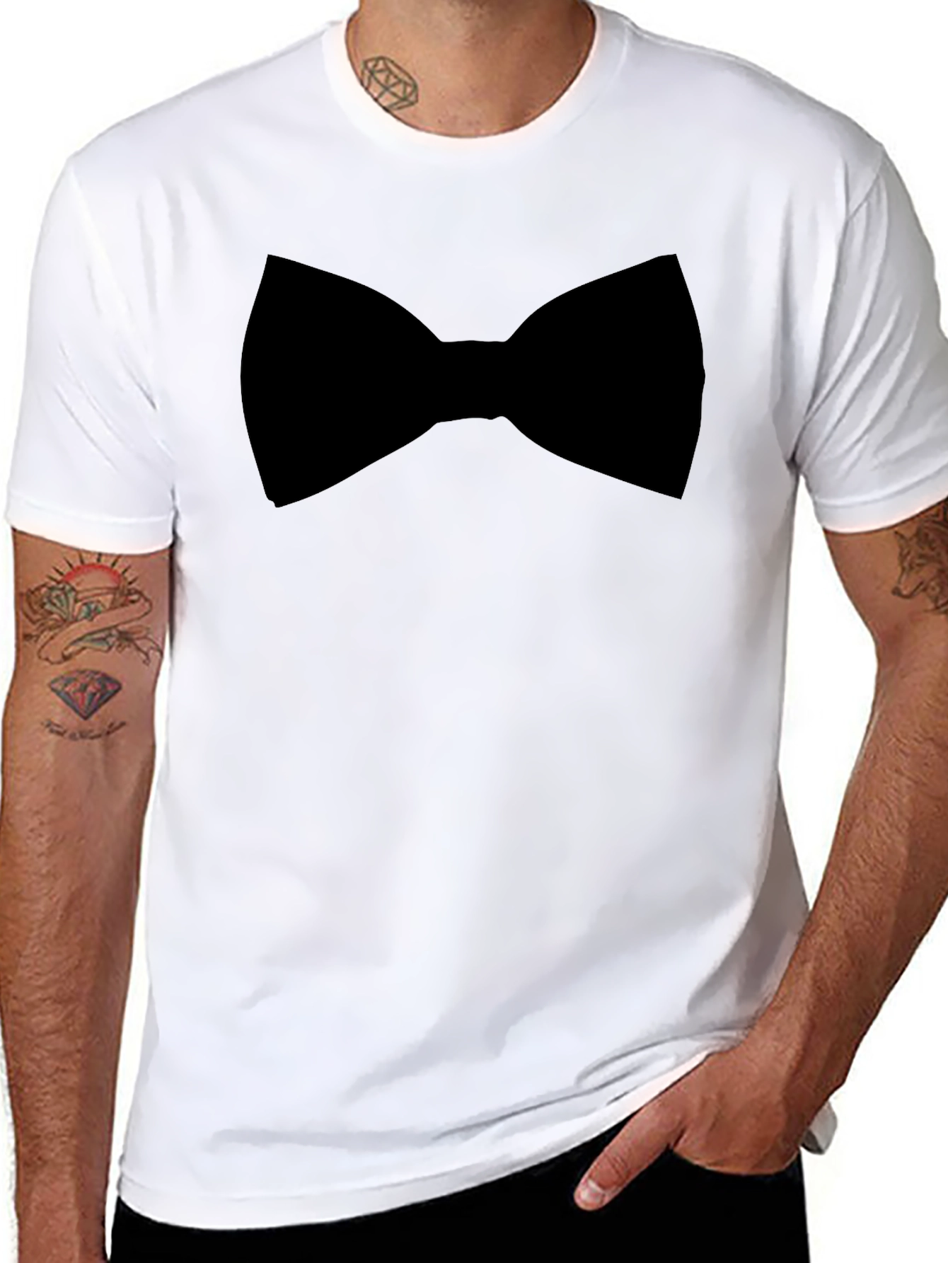 Black Bow Tie Graphic Tee - Menswear Casual