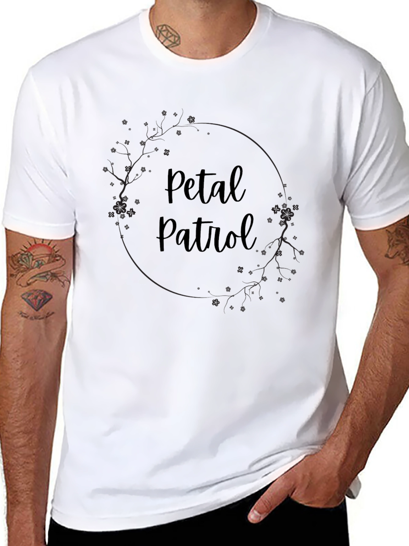 Petal Patrol Graphic Tee - Black Cotton Blend