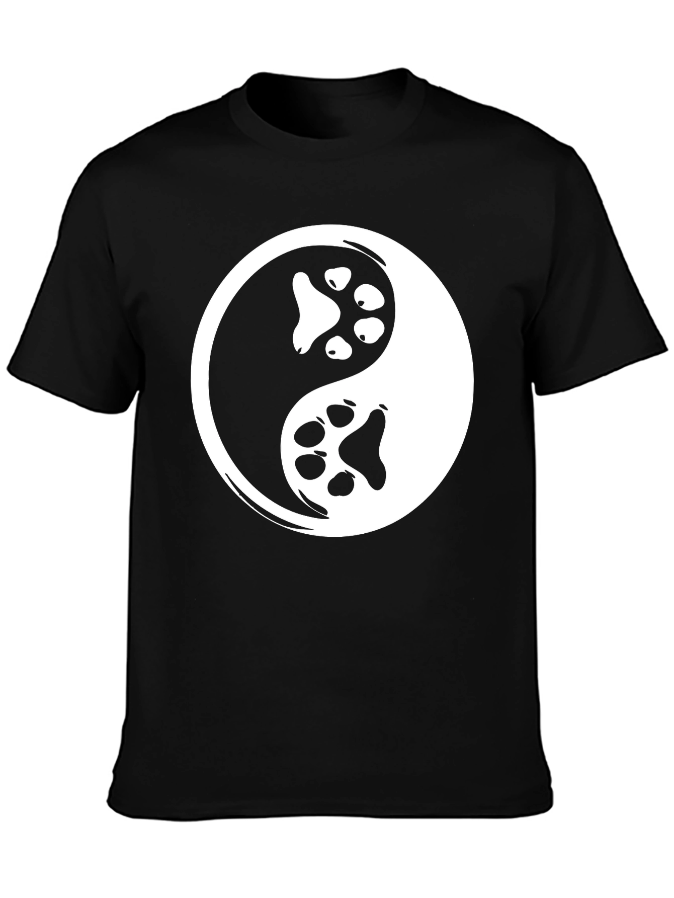 Yin Yang Paw Print Graphic Tee - Black