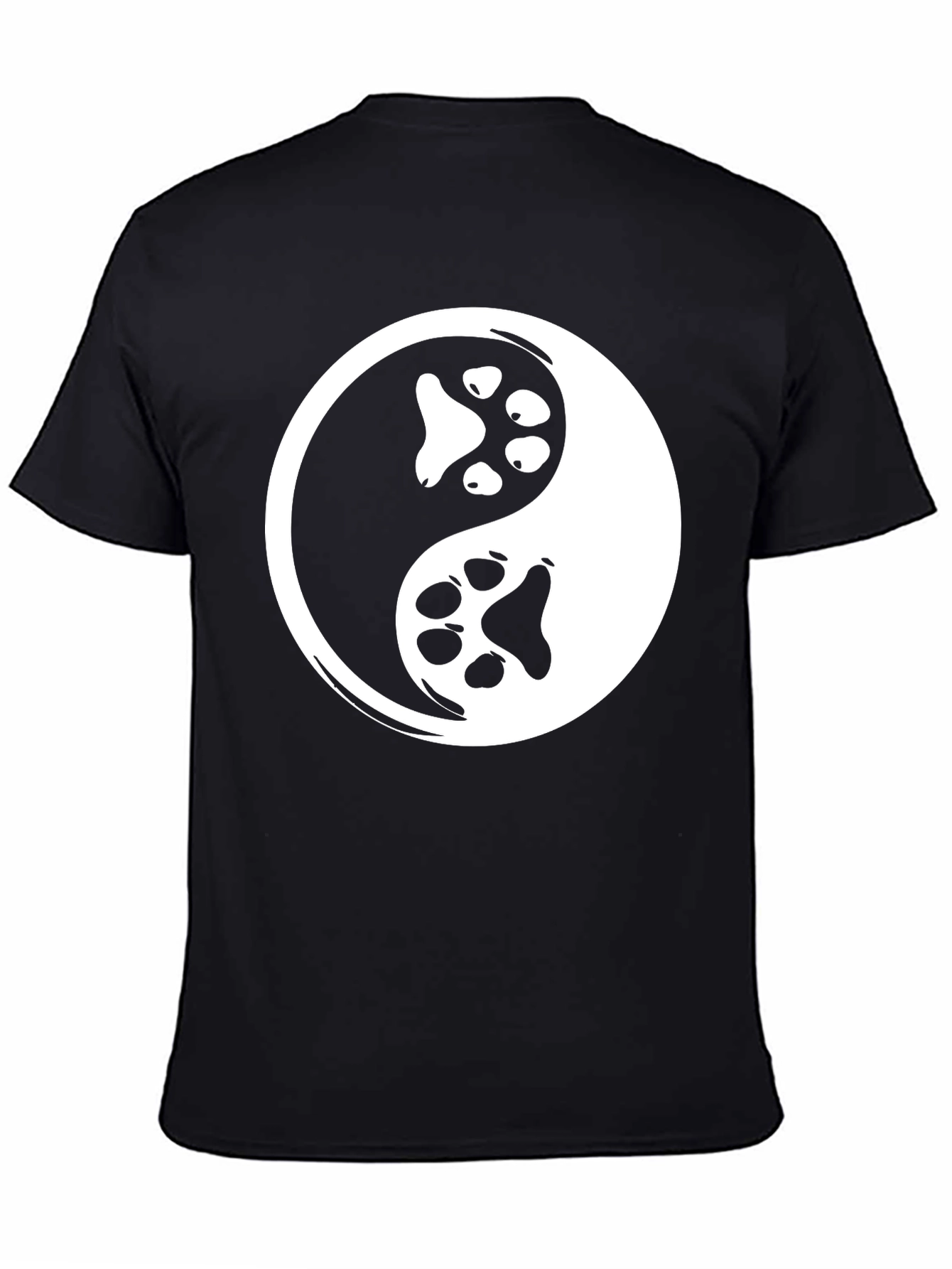 Yin Yang Paw Print Graphic Tee - Black
