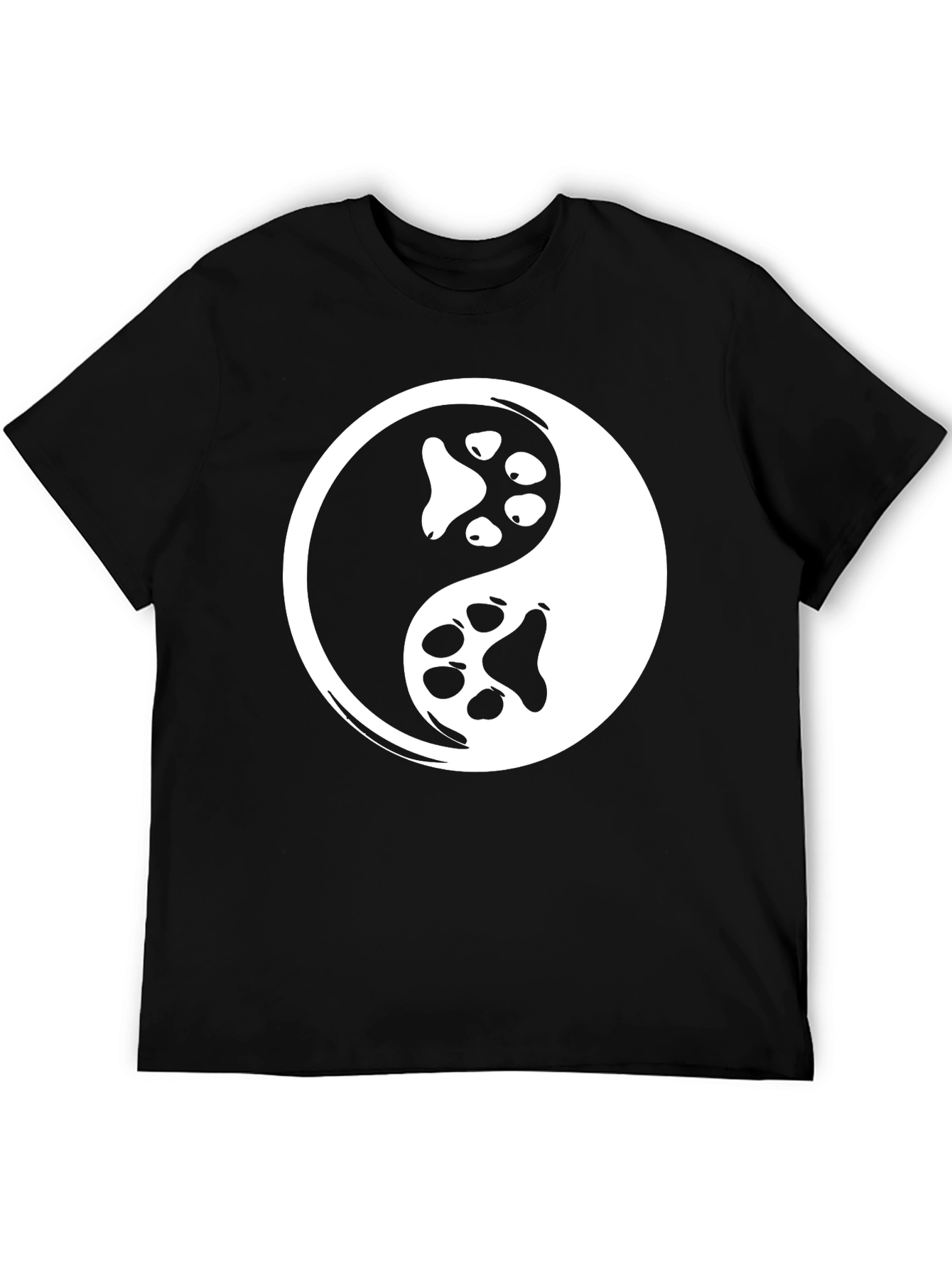 Yin Yang Paw Print Graphic Tee - Black