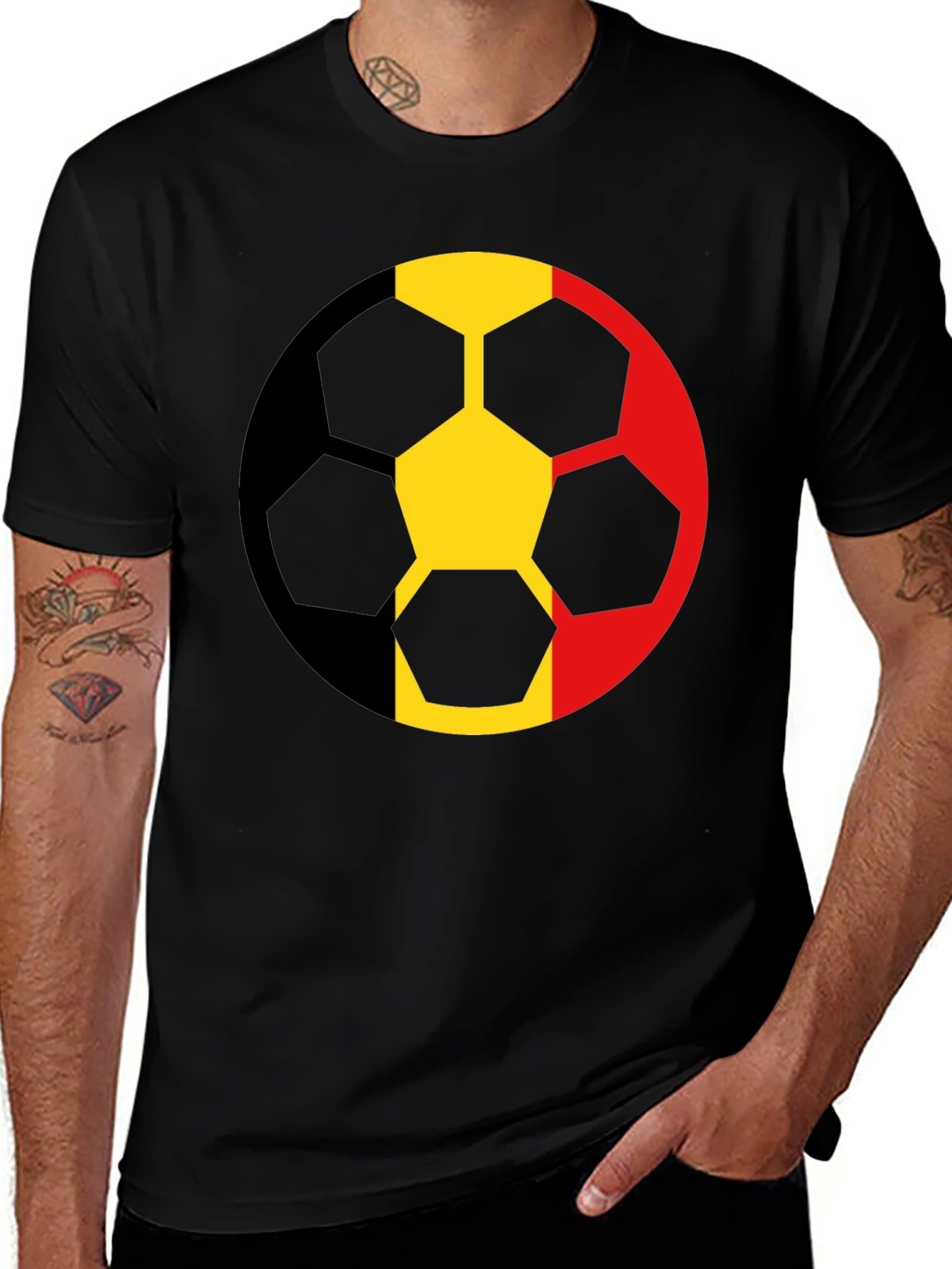Belgium Flag Soccer Ball Graphic T-Shirt