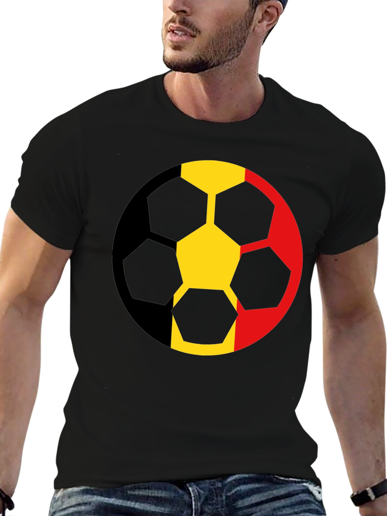 Belgium Flag Soccer Ball Graphic T-Shirt