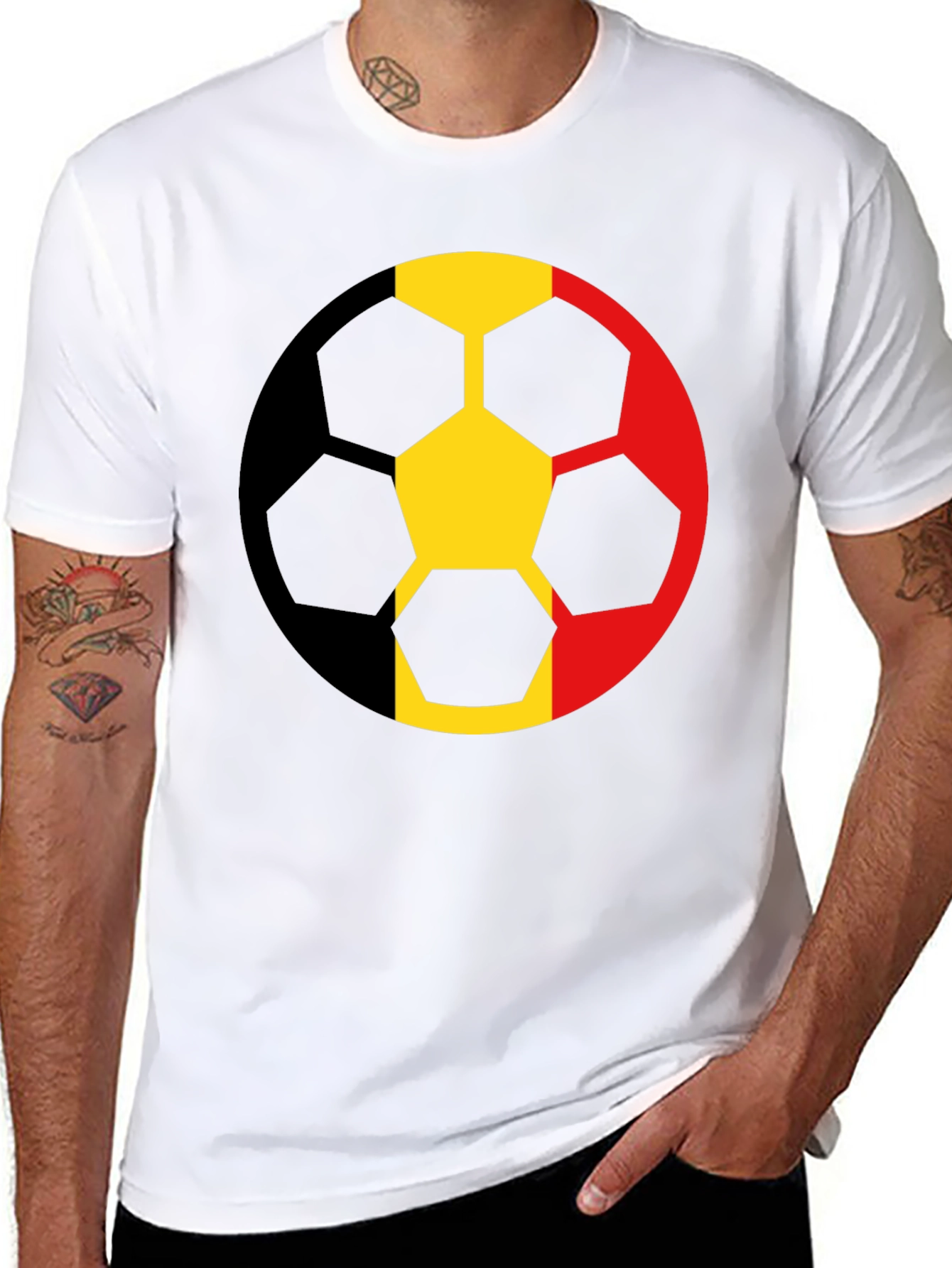 Belgium Flag Soccer Ball Graphic T-Shirt