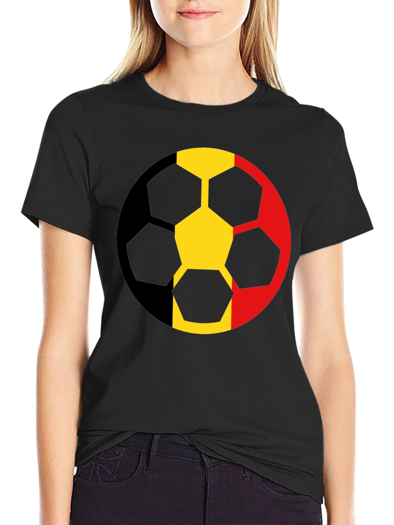 Belgium Flag Soccer Ball Graphic T-Shirt