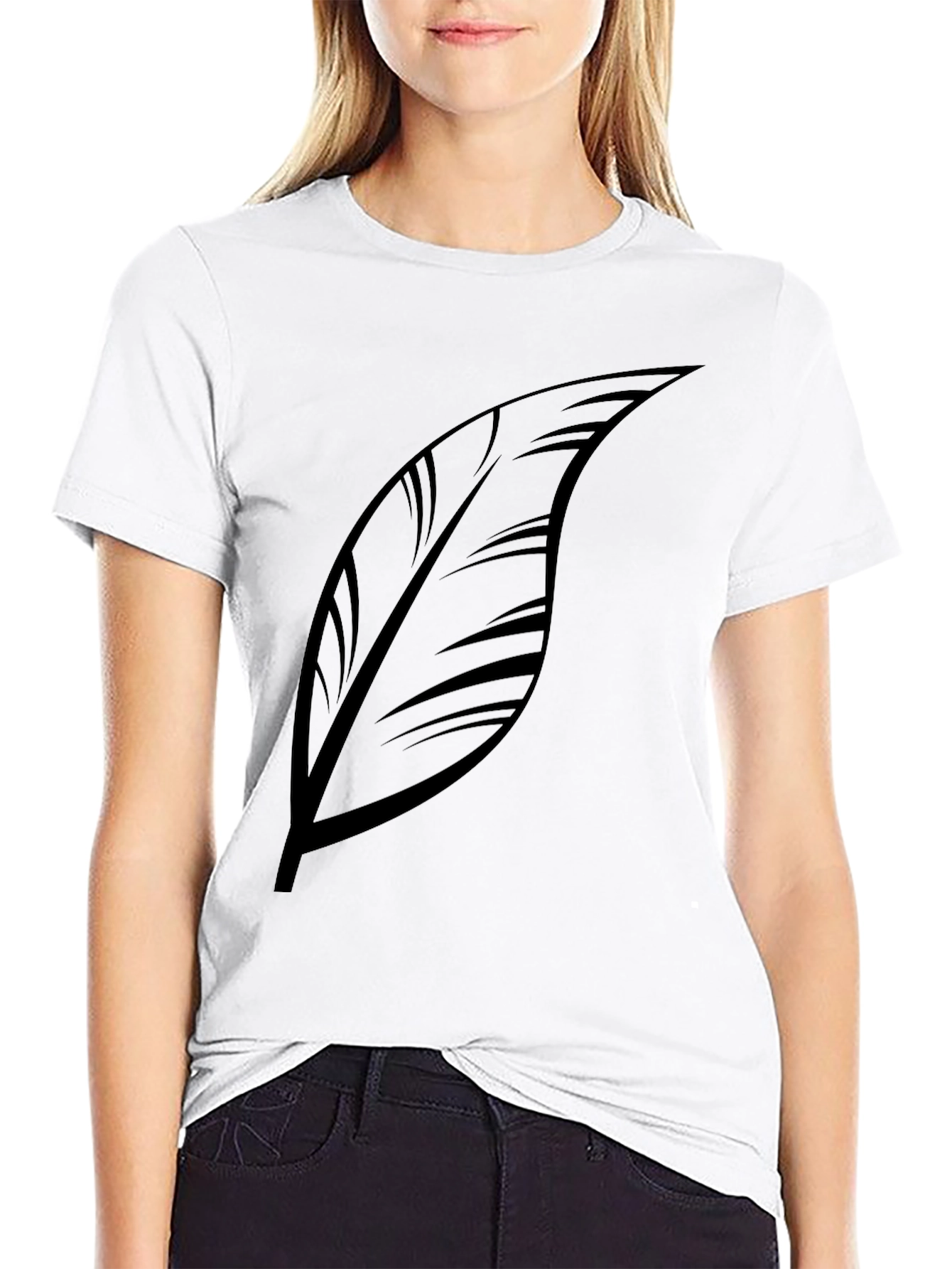Mens Black Feather Graphic T-Shirt - Stylish & Casual