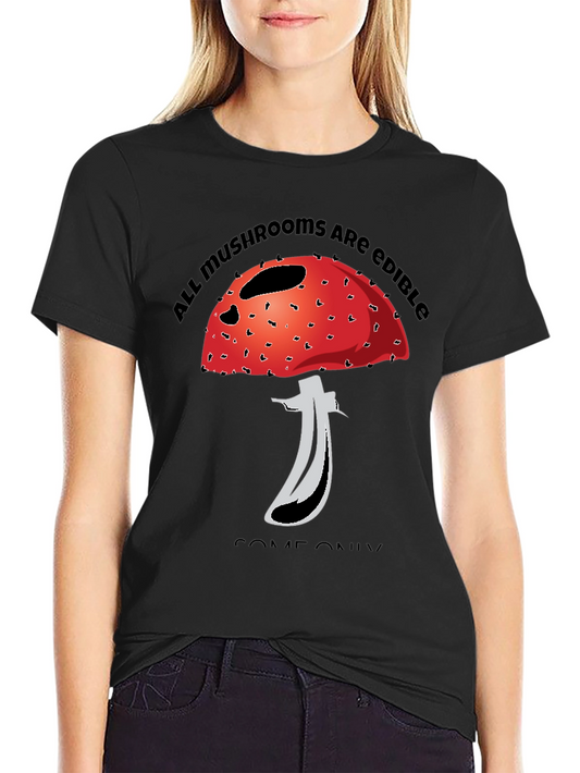 Edible Mushroom Graphic Tee - Black
