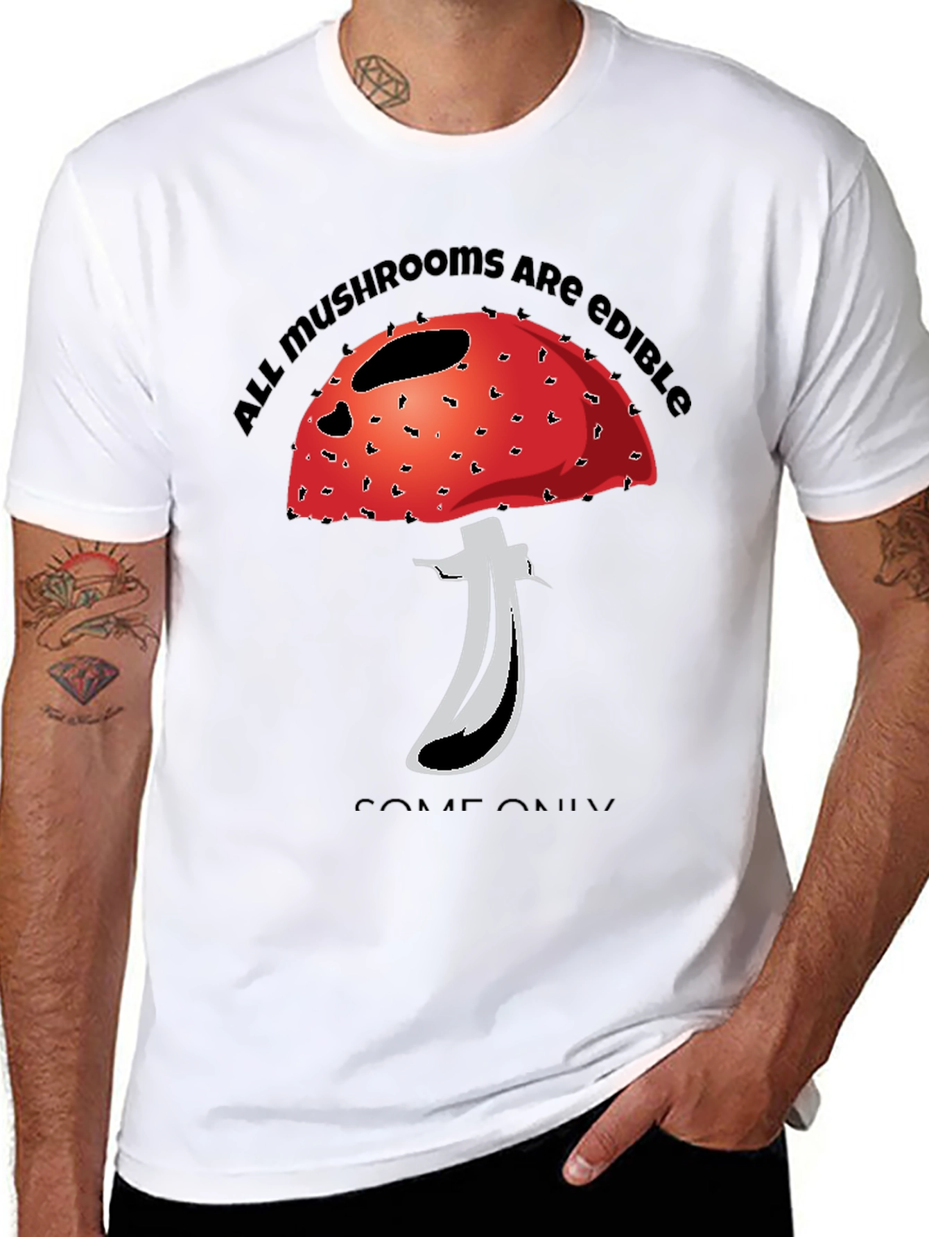 Edible Mushroom Graphic Tee - Black