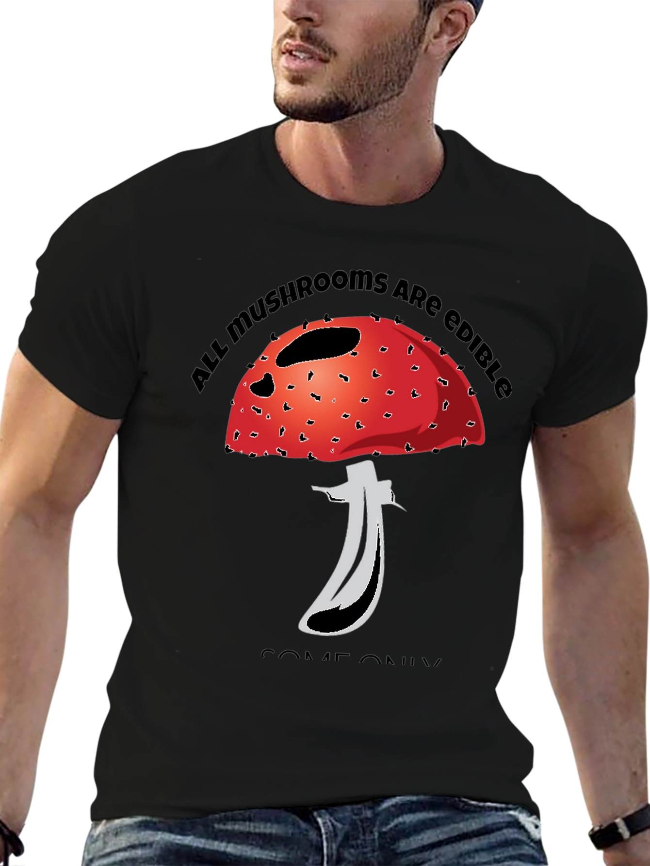 Edible Mushroom Graphic Tee - Black
