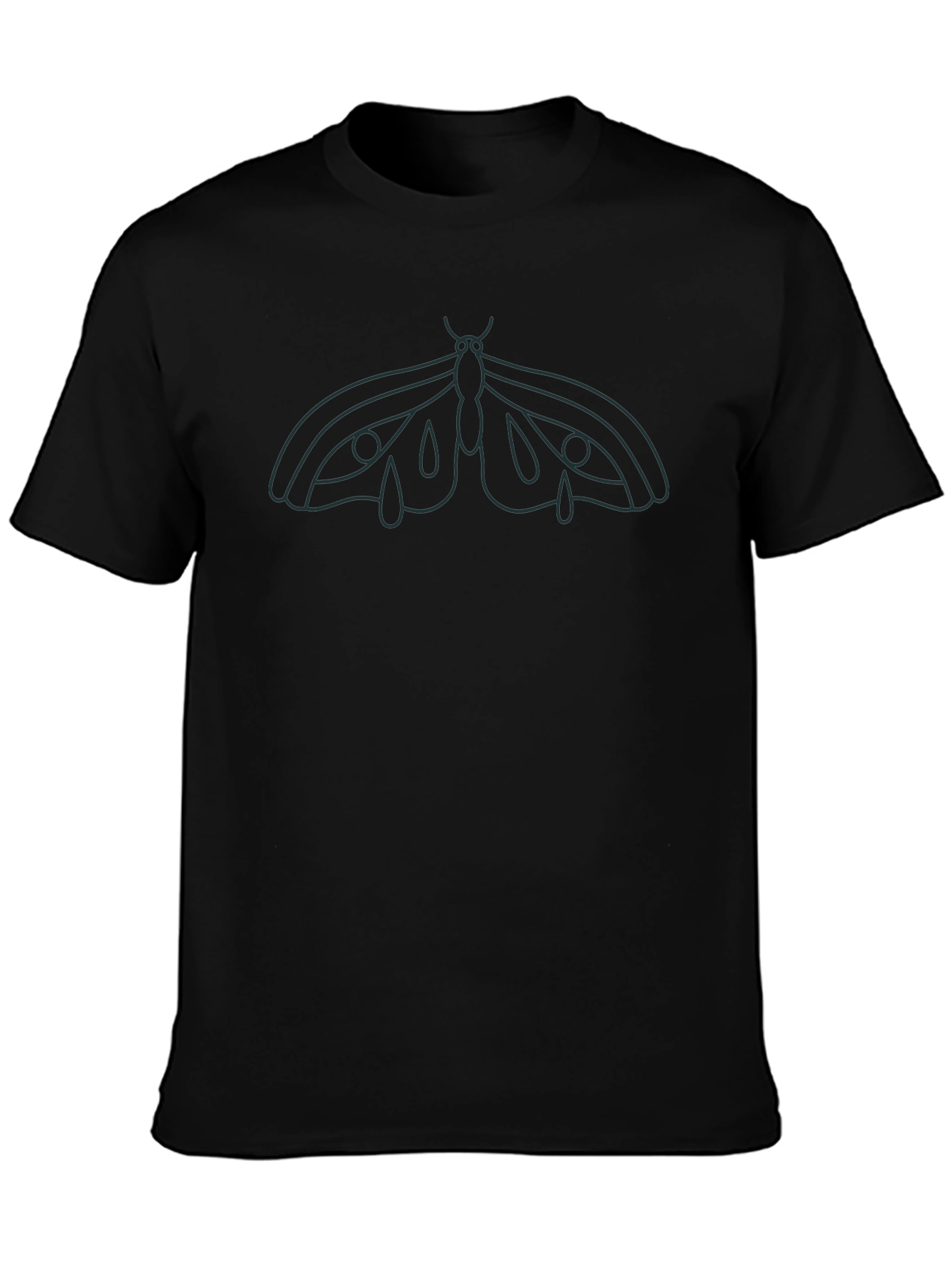 Moth Graphic Print Black T-Shirt
