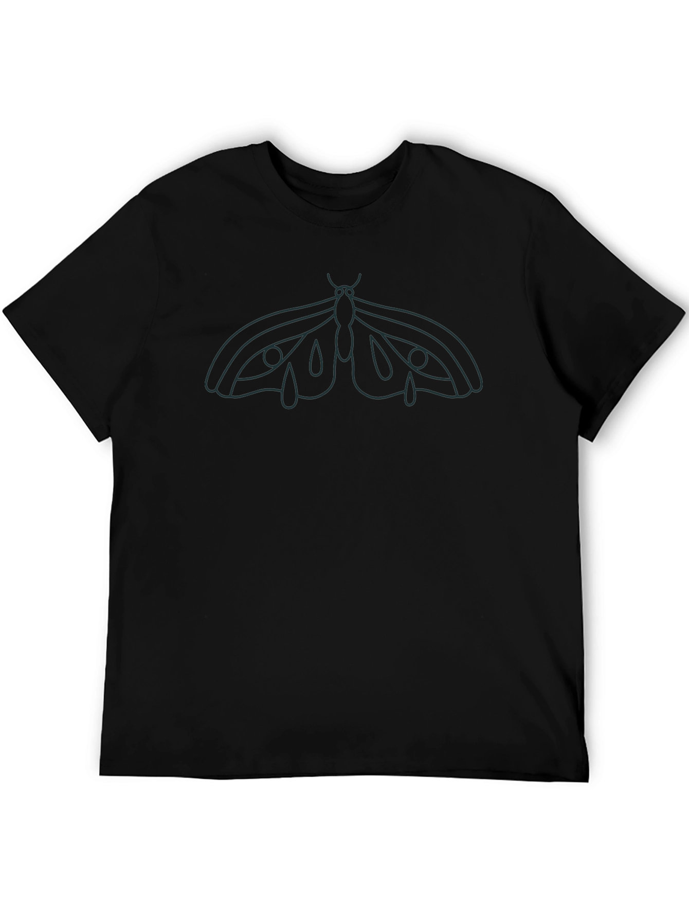 Moth Graphic Print Black T-Shirt