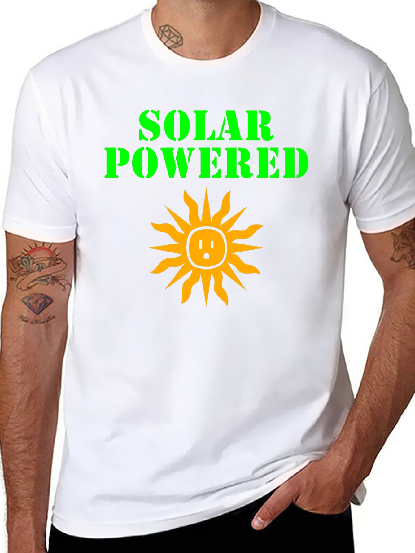 Solar Powered Graphic Tee - Black Cotton T-Shirt