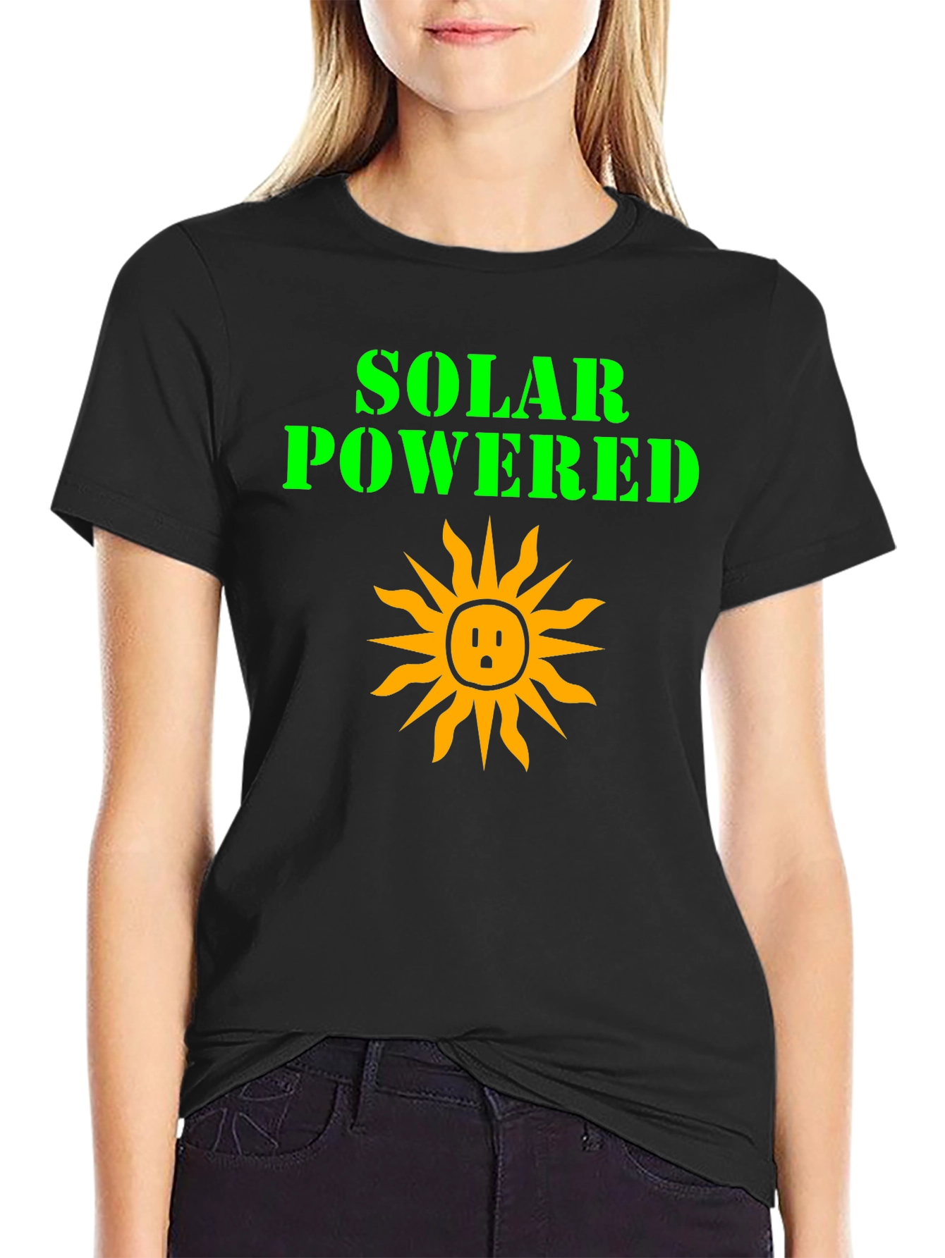 Solar Powered Graphic Tee - Black Cotton T-Shirt