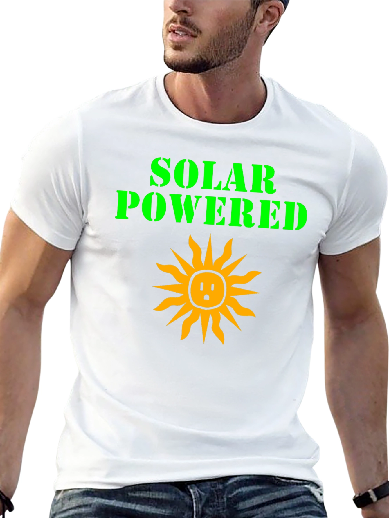 Solar Powered Graphic Tee - Black Cotton T-Shirt