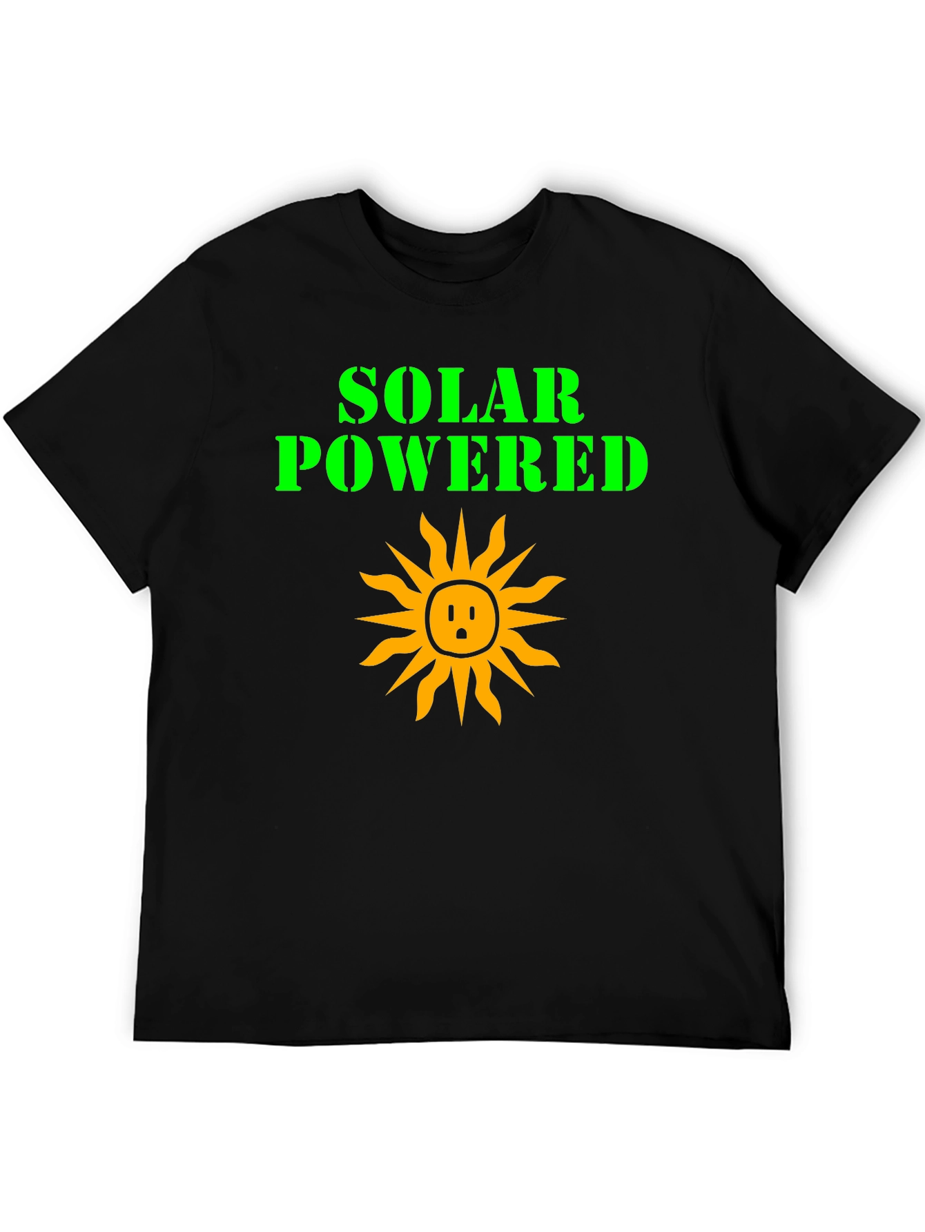 Solar Powered Graphic Tee - Black Cotton T-Shirt
