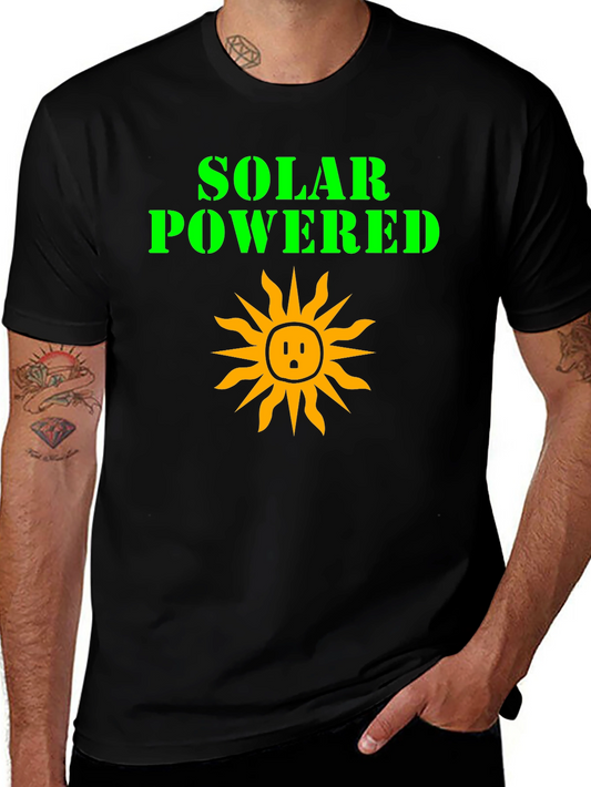 Solar Powered Graphic Tee - Black Cotton T-Shirt