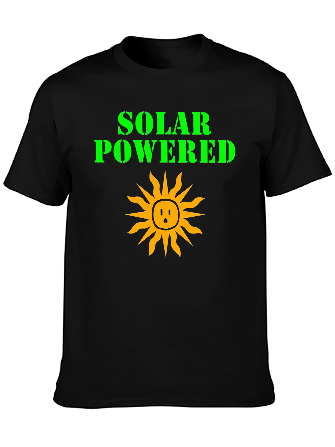 Solar Powered Graphic Tee - Black Cotton T-Shirt