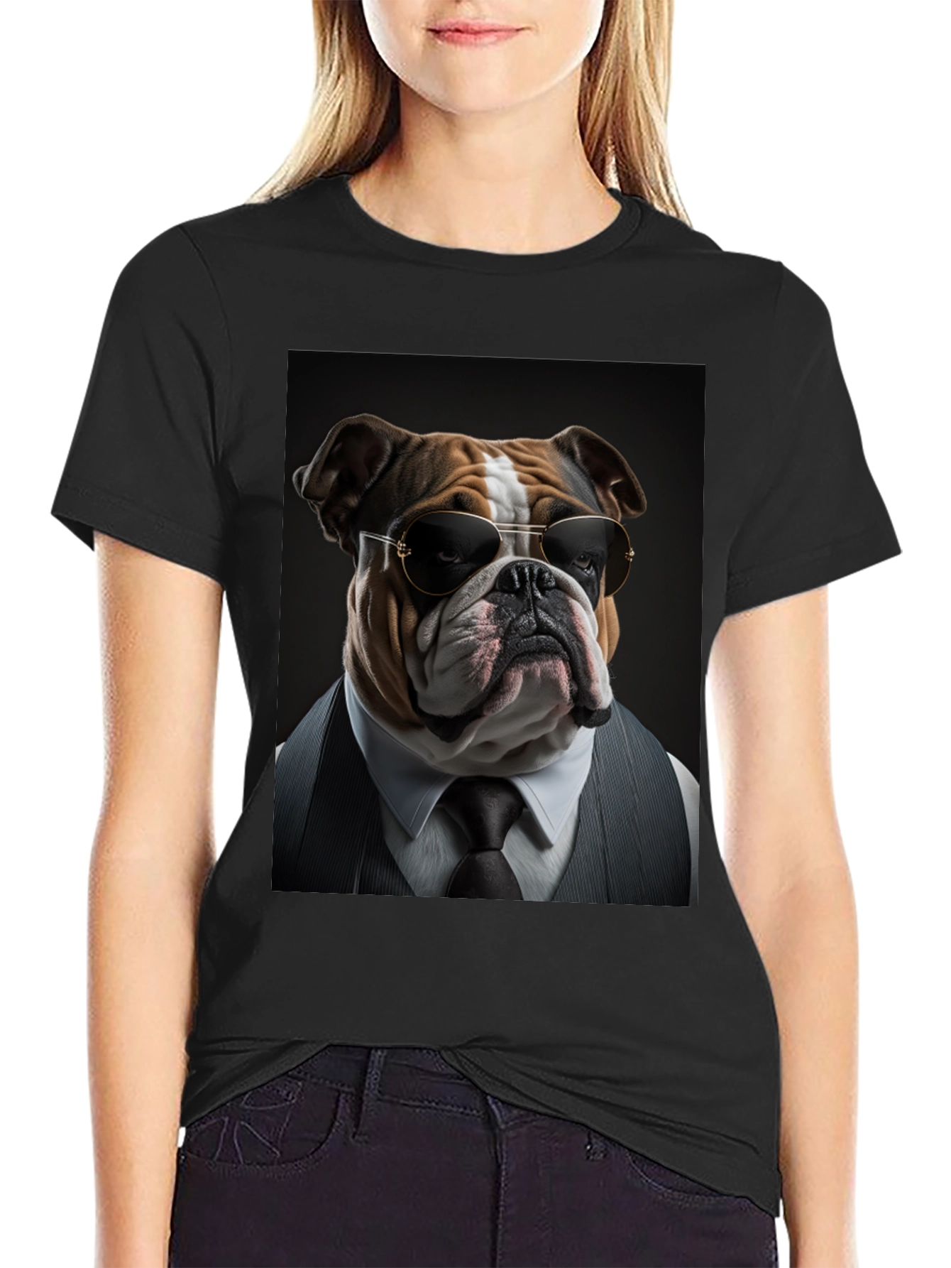 Bulldog Boss T-Shirt: Cool Dog in Suit!