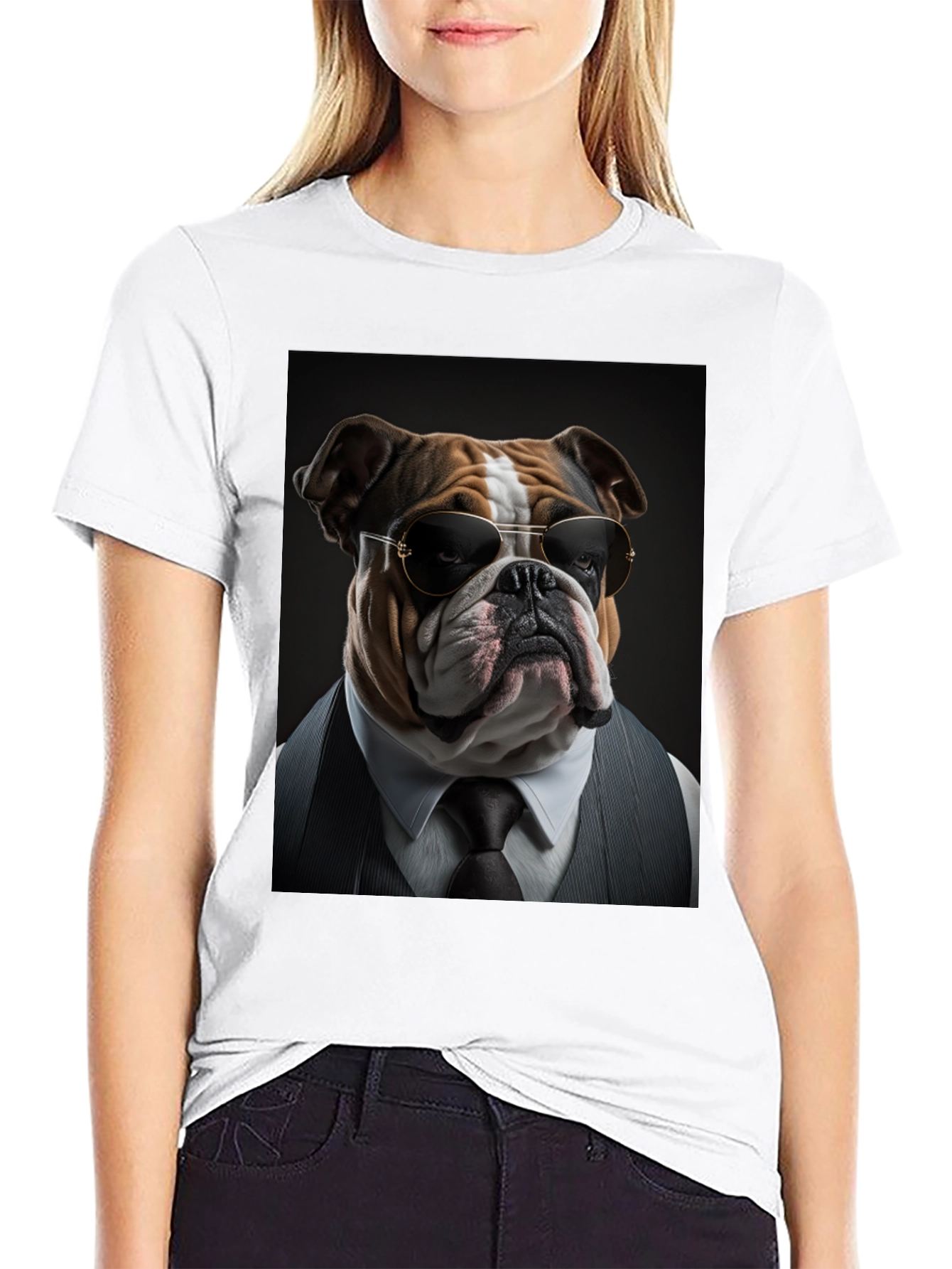 Bulldog Boss T-Shirt: Cool Dog in Suit!