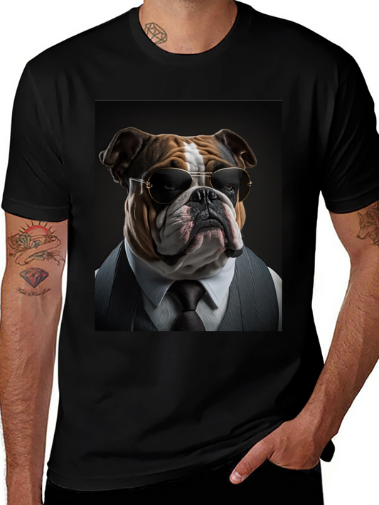 Bulldog Boss T-Shirt: Cool Dog in Suit!