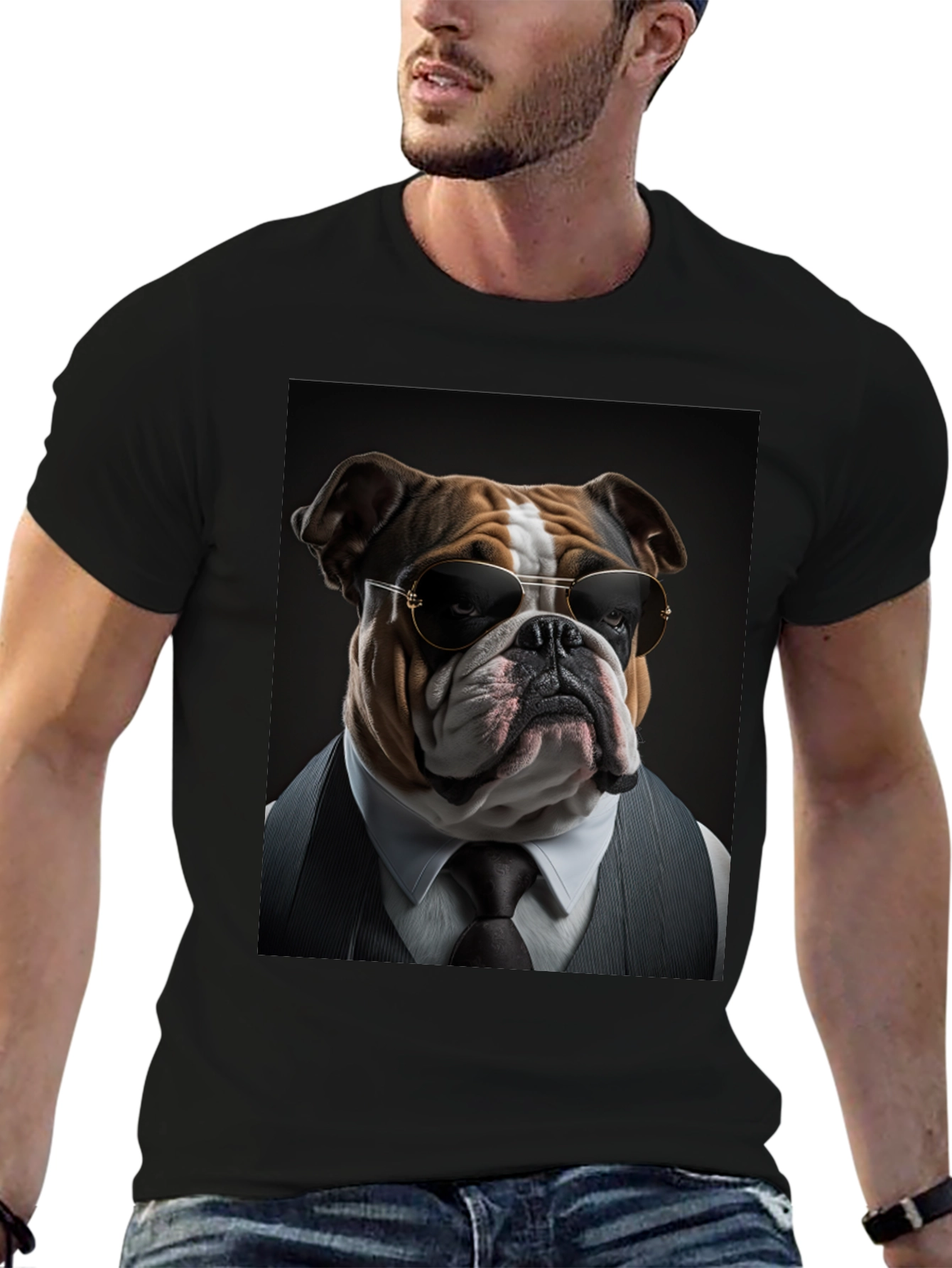 Bulldog Boss T-Shirt: Cool Dog in Suit!