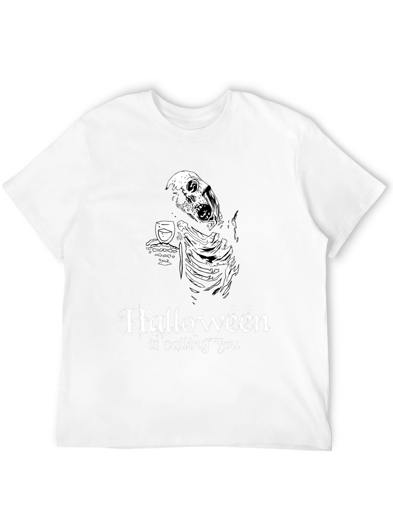 Halloween Skeleton Drinking Wine T-Shirt