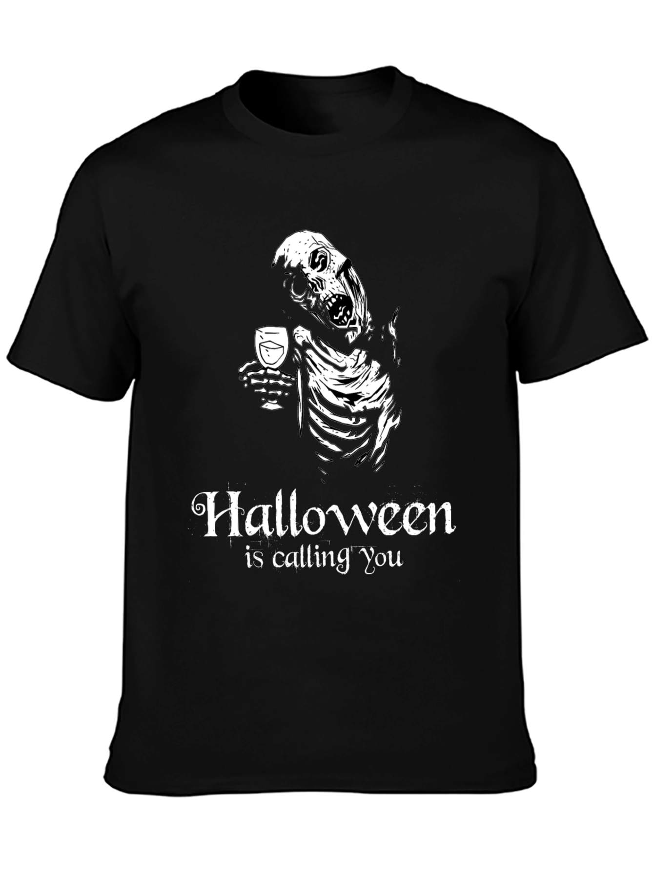 Halloween Skeleton Drinking Wine T-Shirt