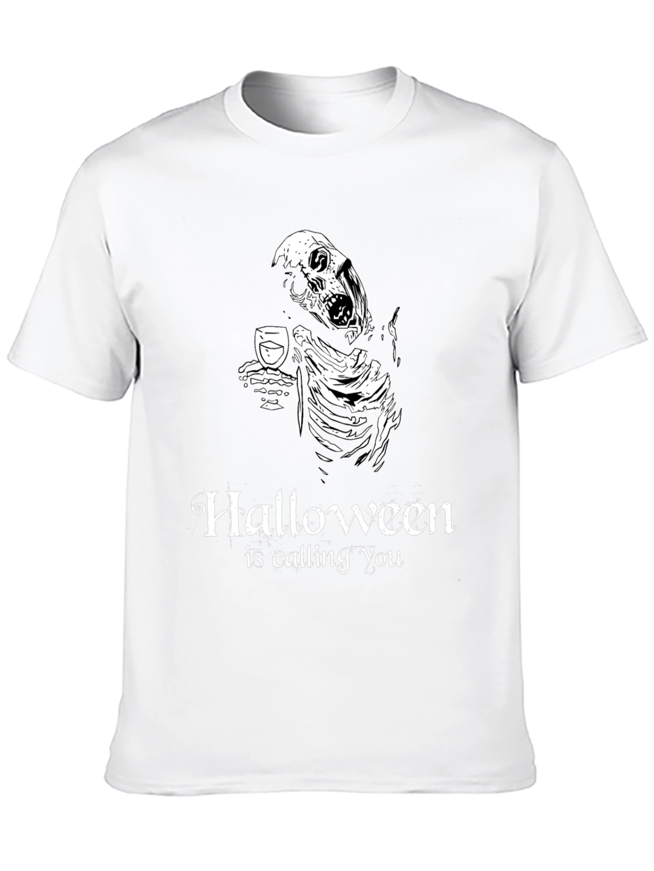 Halloween Skeleton Drinking Wine T-Shirt