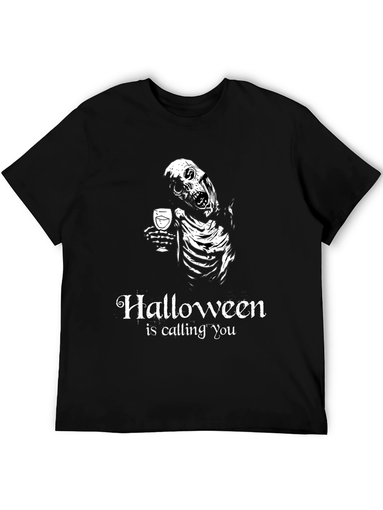 Halloween Skeleton Drinking Wine T-Shirt