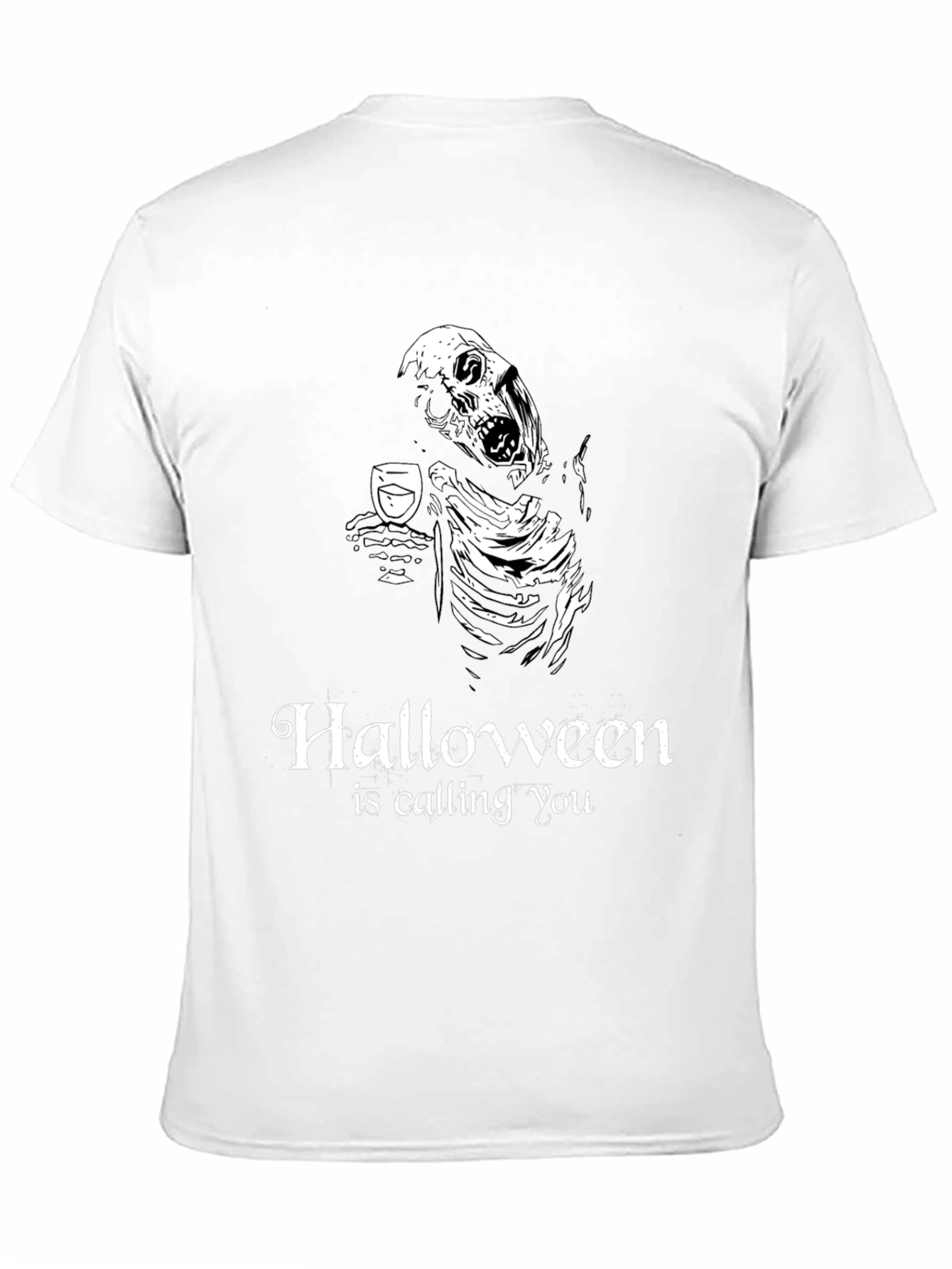 Halloween Skeleton Drinking Wine T-Shirt