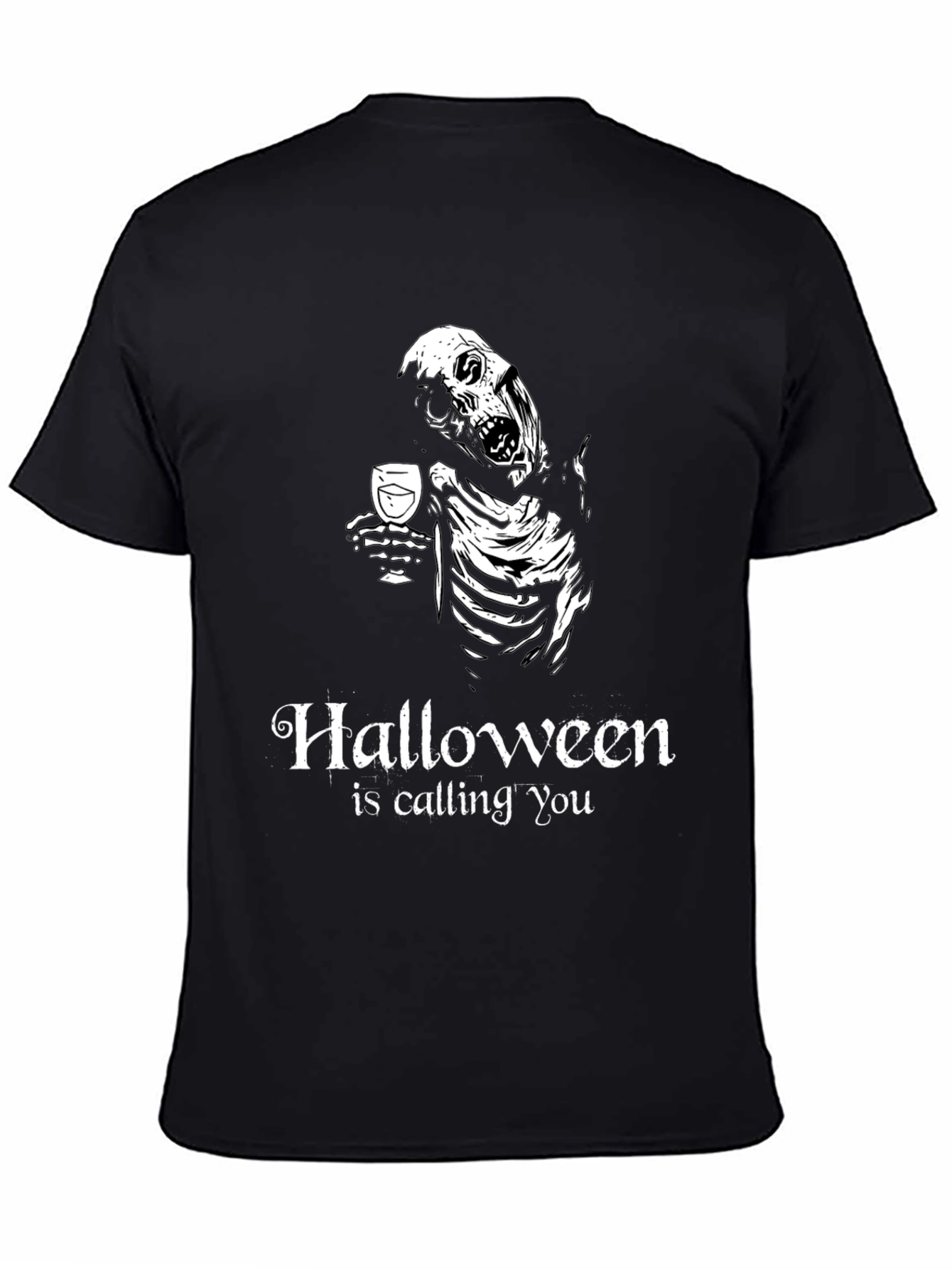 Halloween Skeleton Drinking Wine T-Shirt