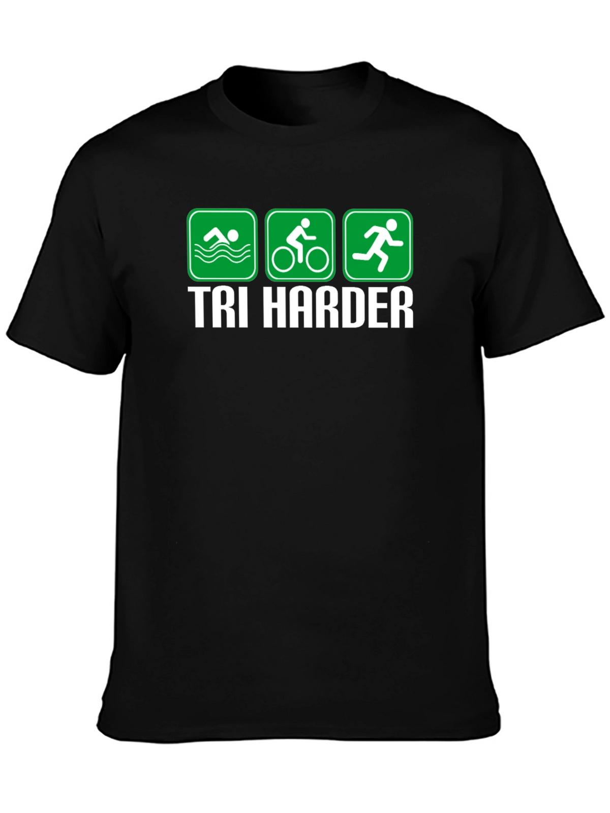 Tri Harder Triathlon T-Shirt - Swim Bike Run Tee