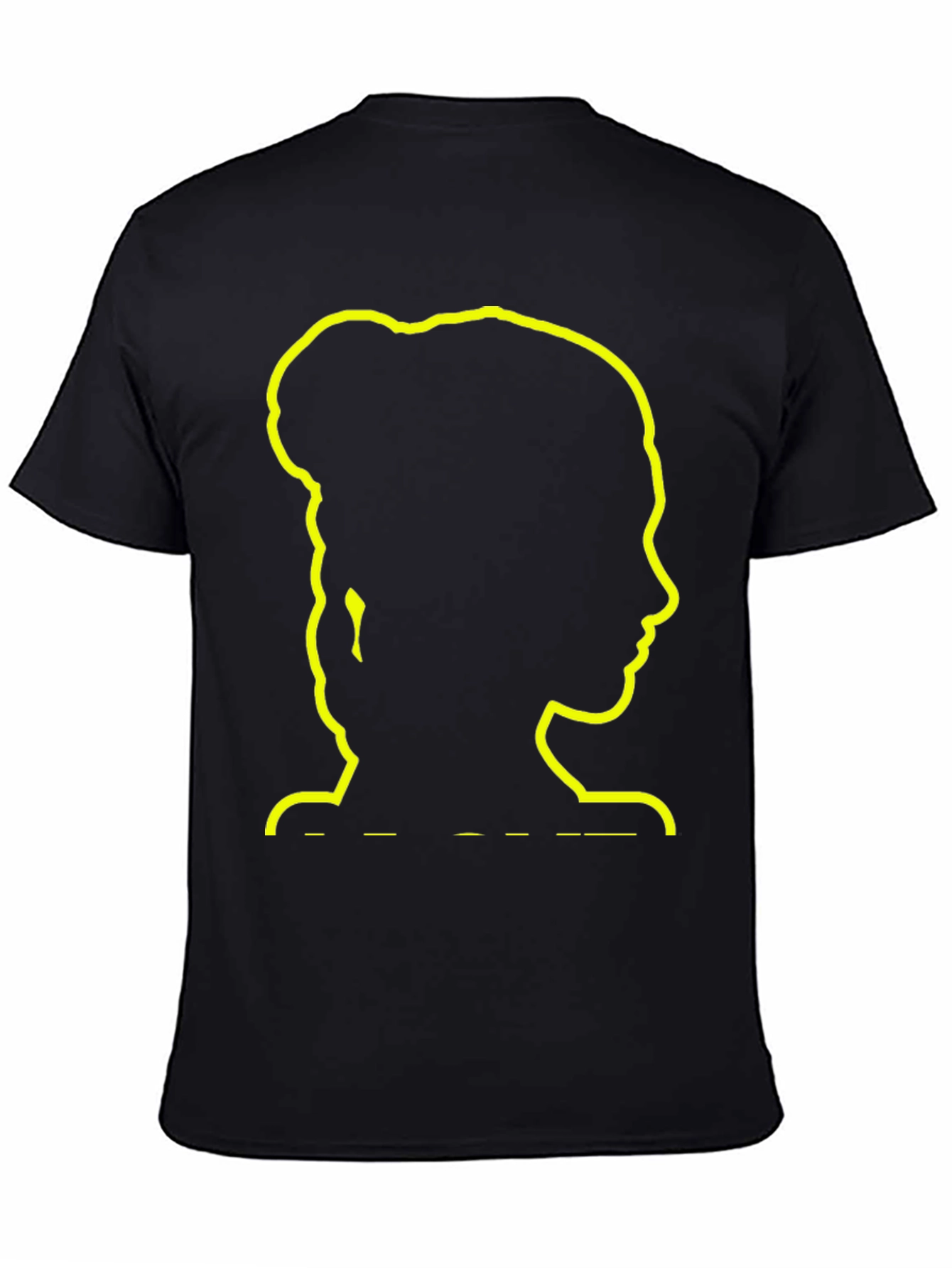 Silhouette Woman Bun Hair Black T-Shirt
