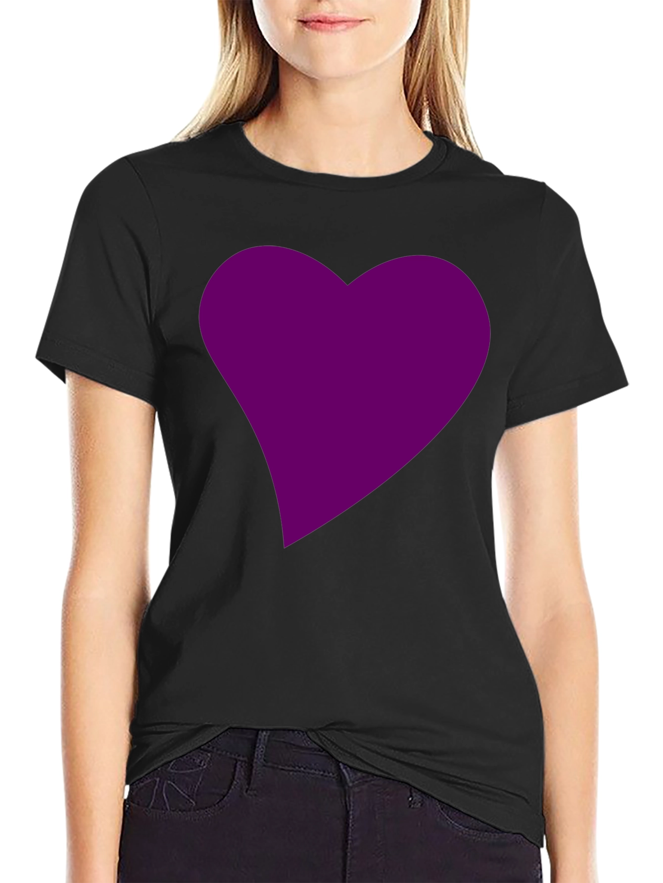 Heart Graphic Tee - Black Cotton Blend Casual Wear