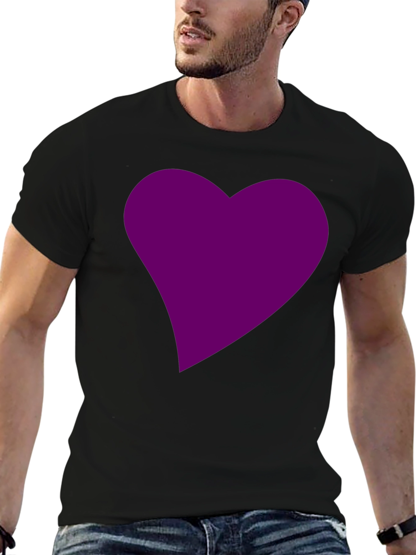 Heart Graphic Tee - Black Cotton Blend Casual Wear