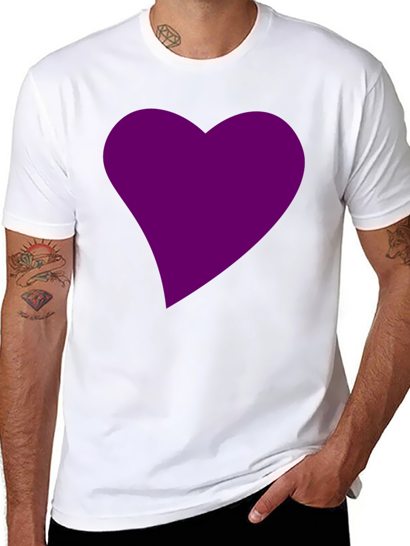 Heart Graphic Tee - Black Cotton Blend Casual Wear