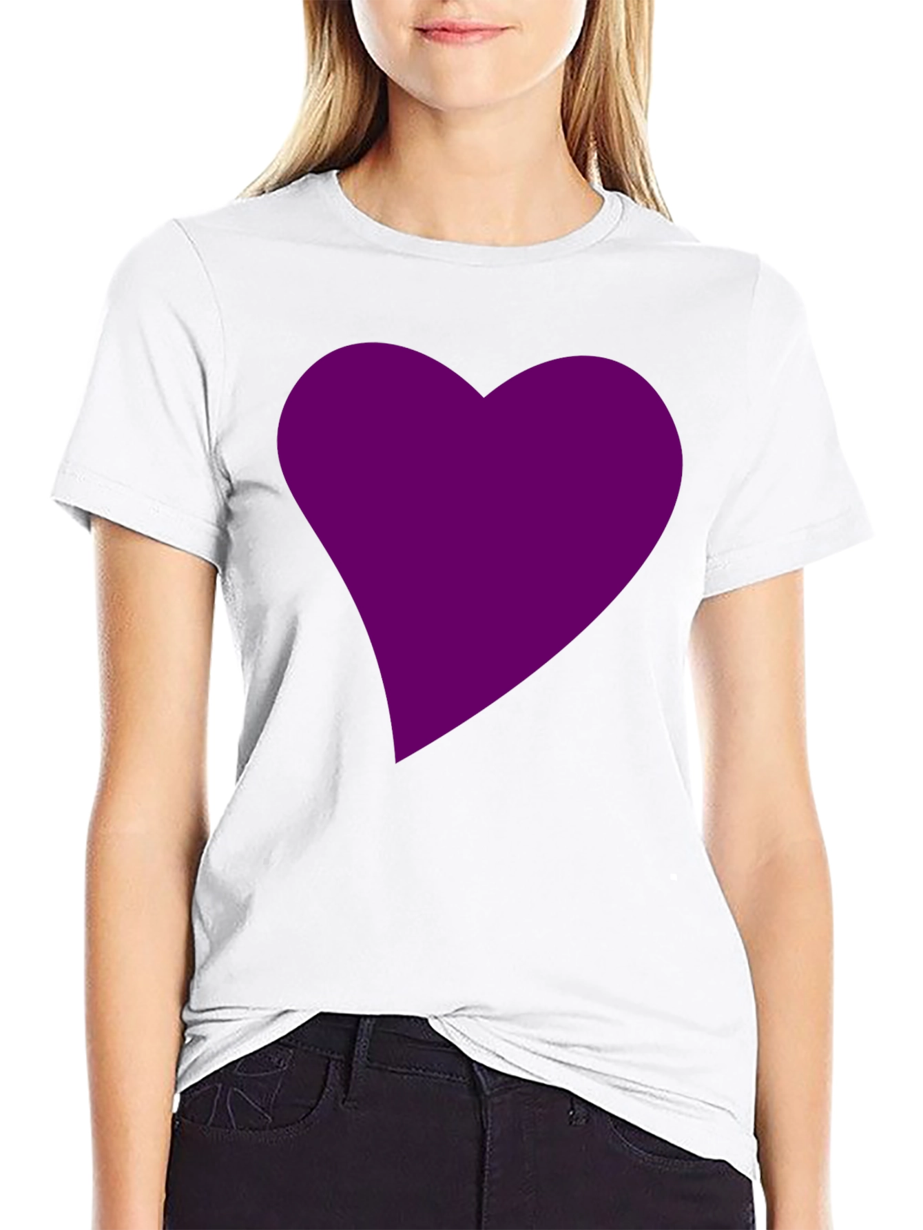 Heart Graphic Tee - Black Cotton Blend Casual Wear
