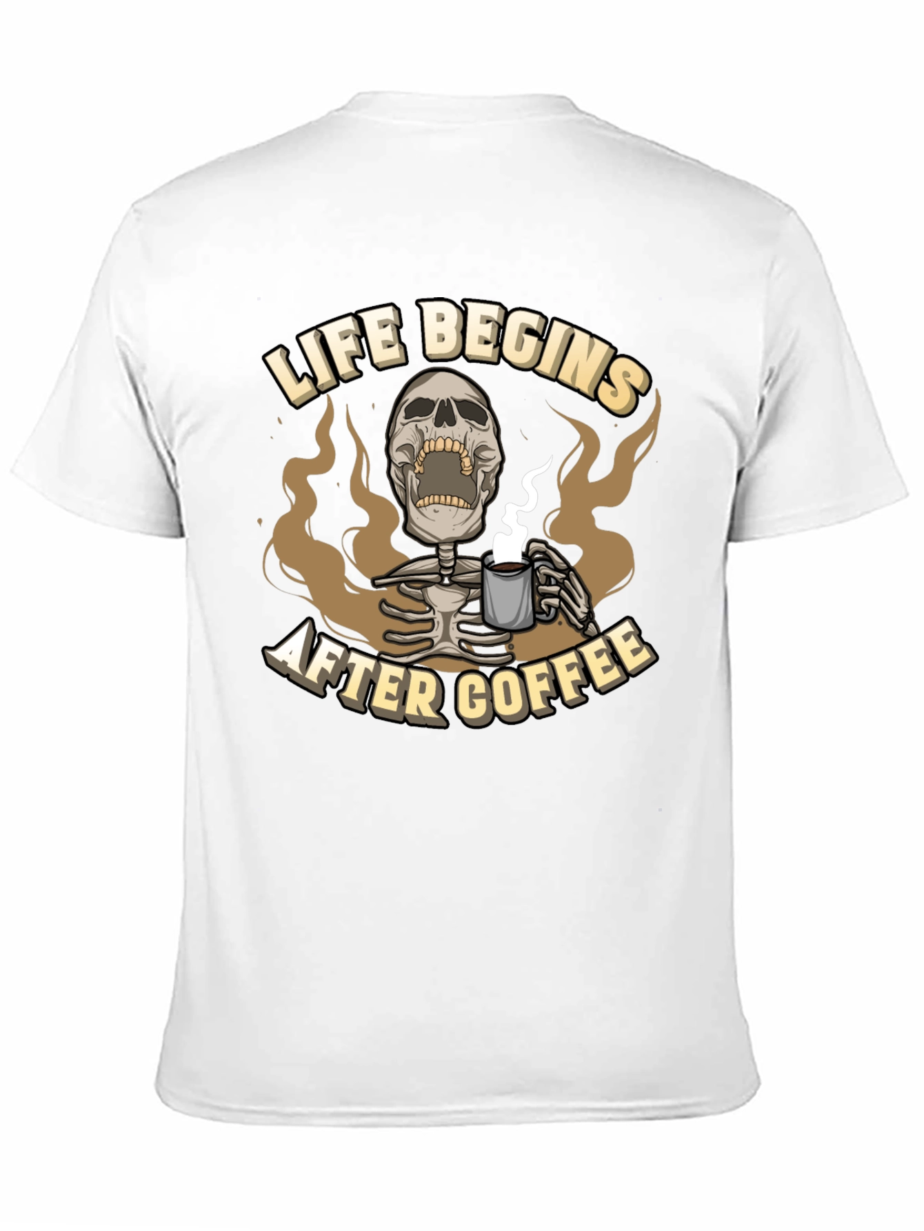 Life Begins After Coffee Graphic Tee - Skeleton Design