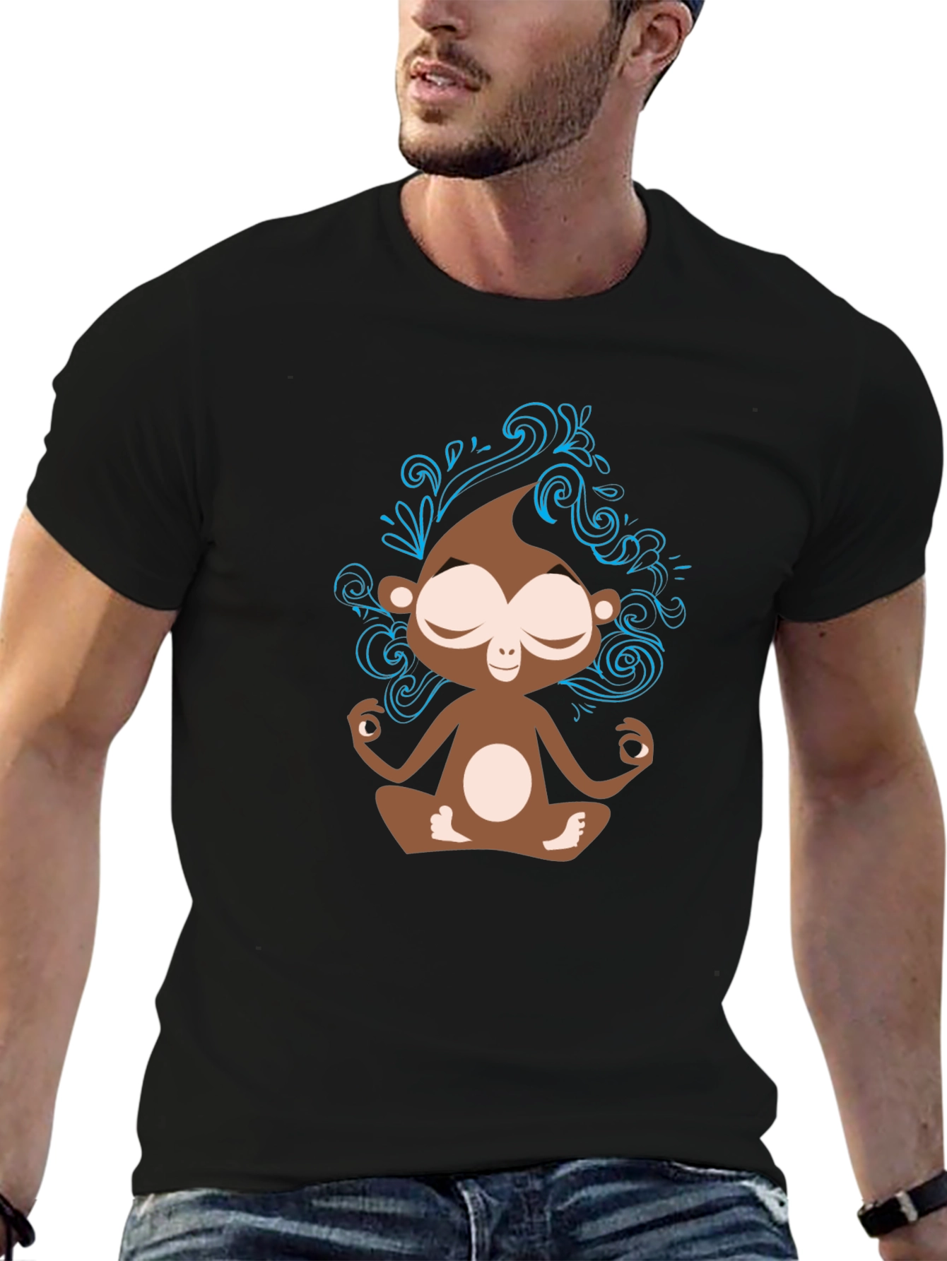 Meditating Monkey Graphic T-Shirt