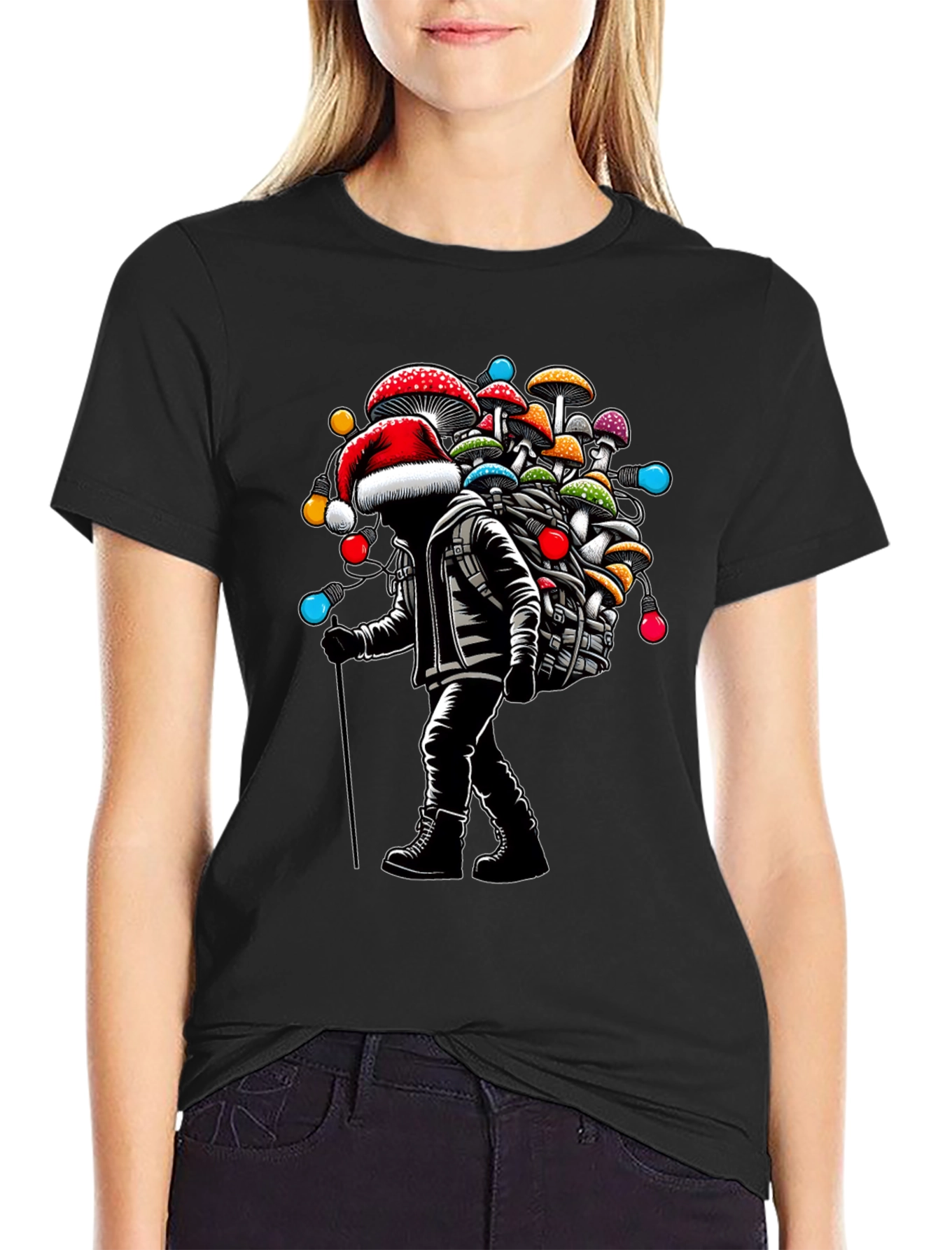 Mushroom Santa T-Shirt - Holiday Hiking