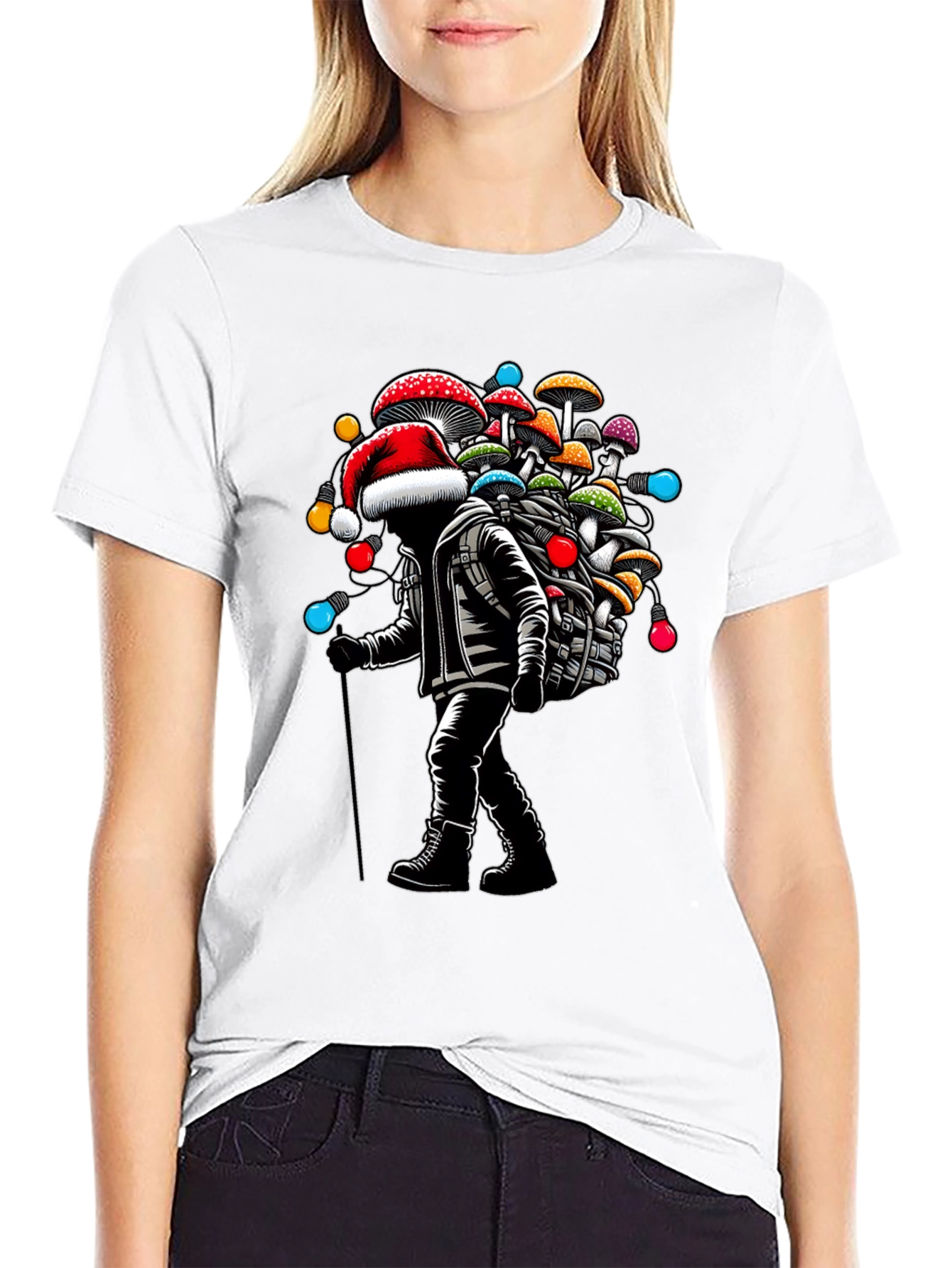 Mushroom Santa T-Shirt - Holiday Hiking