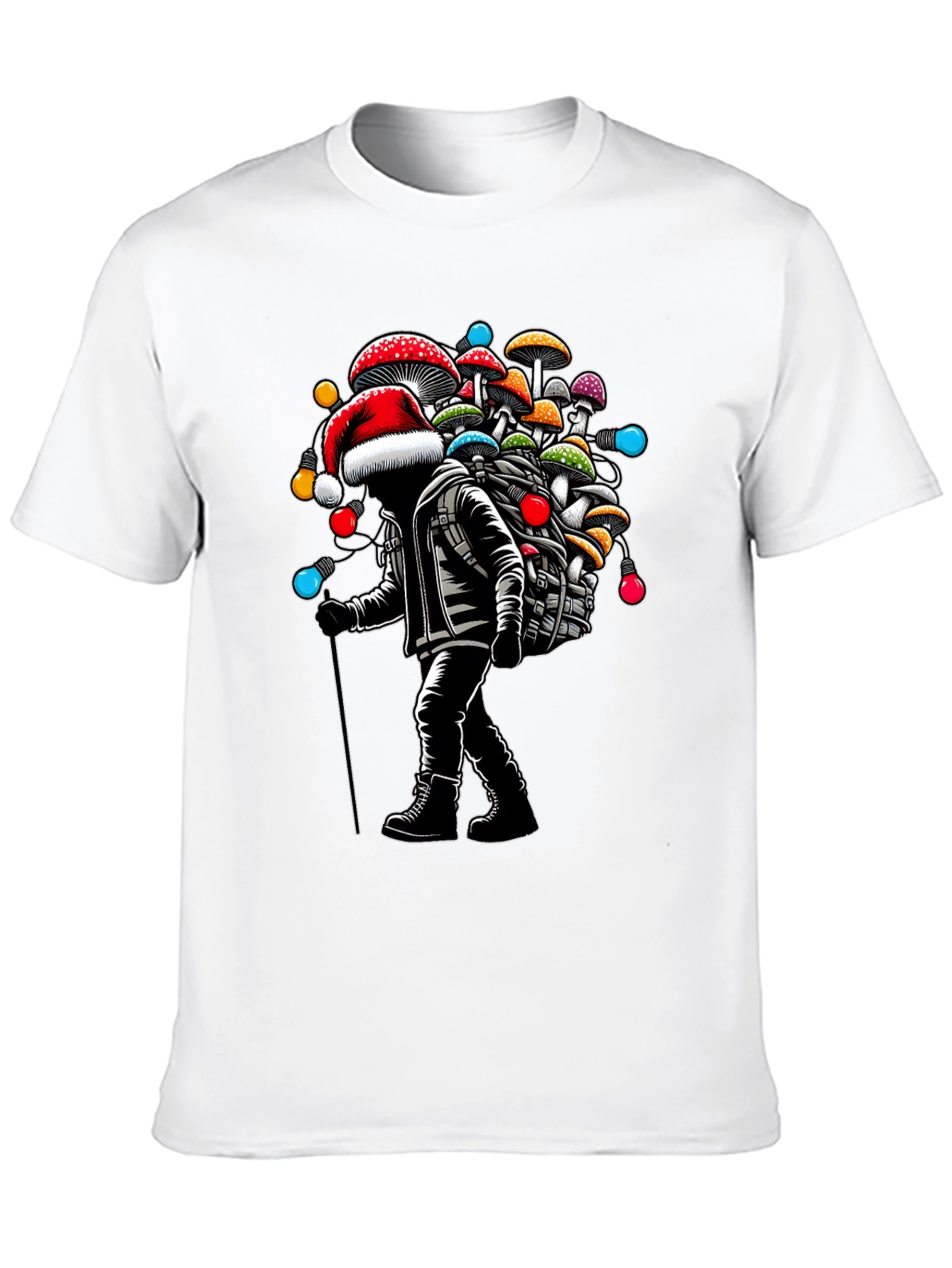 Mushroom Santa T-Shirt - Holiday Hiking