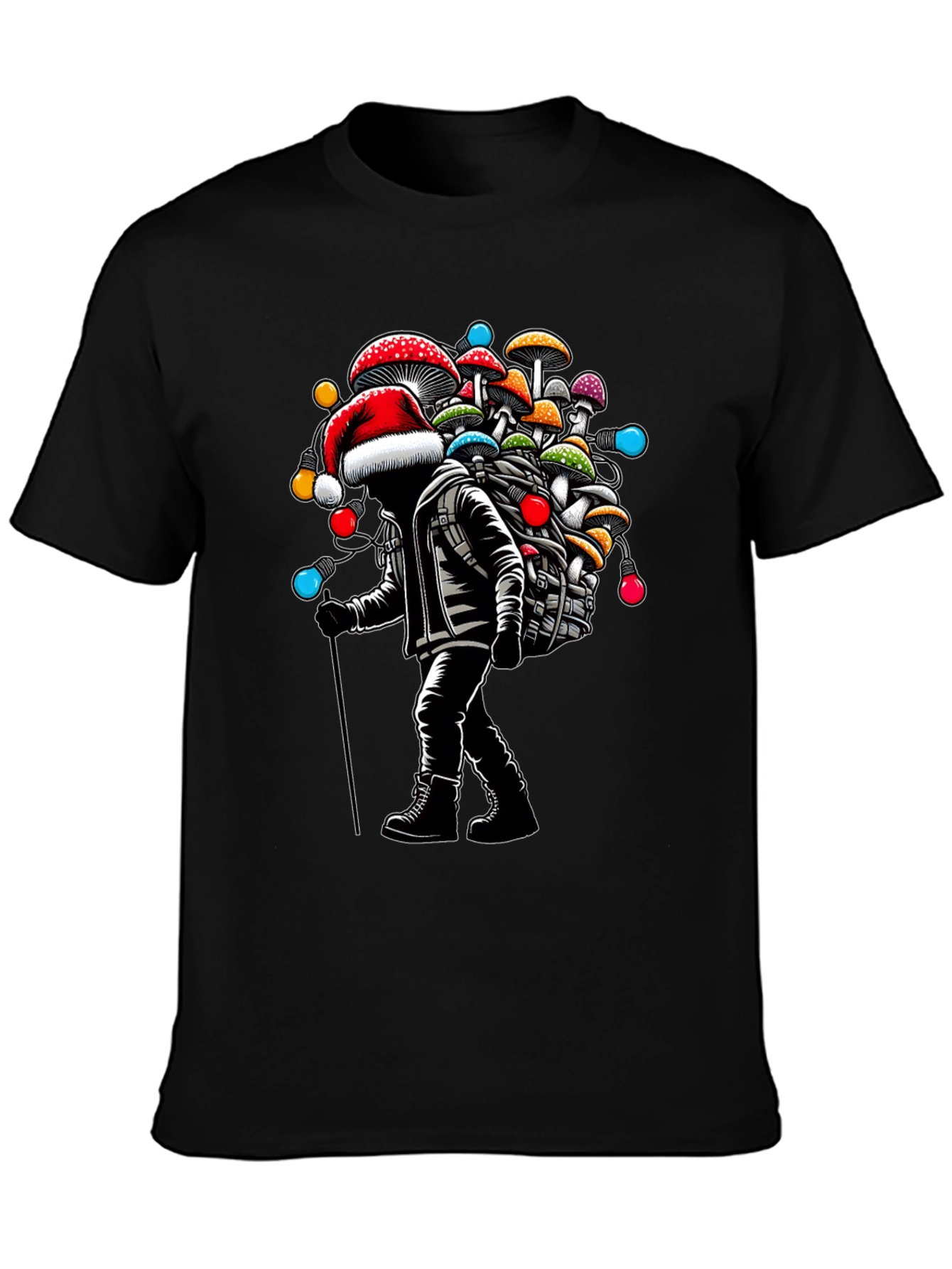 Mushroom Santa T-Shirt - Holiday Hiking